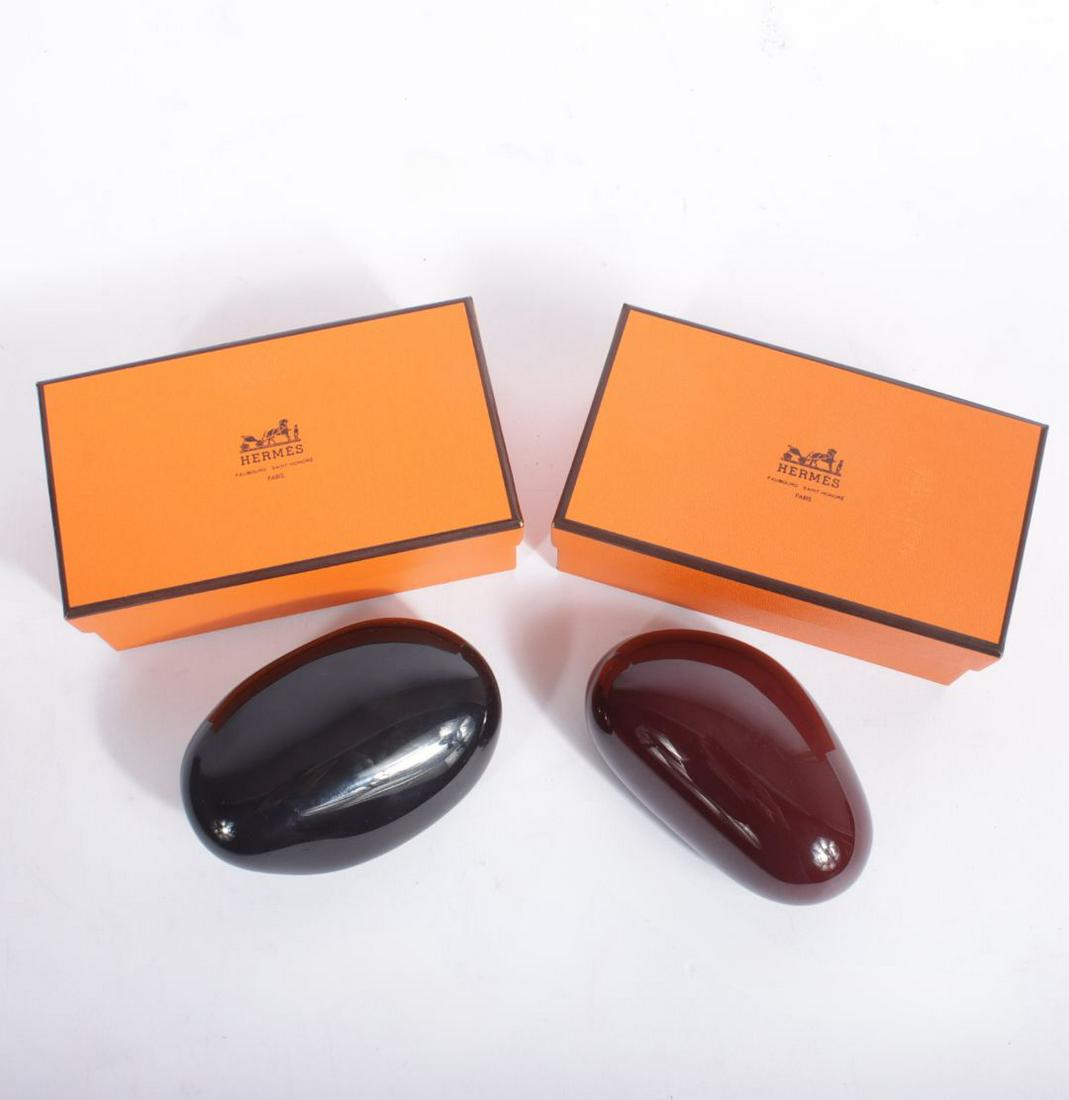 Lot of 2 Hermes glossy rock paperweights with original dust bags and boxes. 1 1/2"H x 4 1/4"W x 2 (1 of 9)
