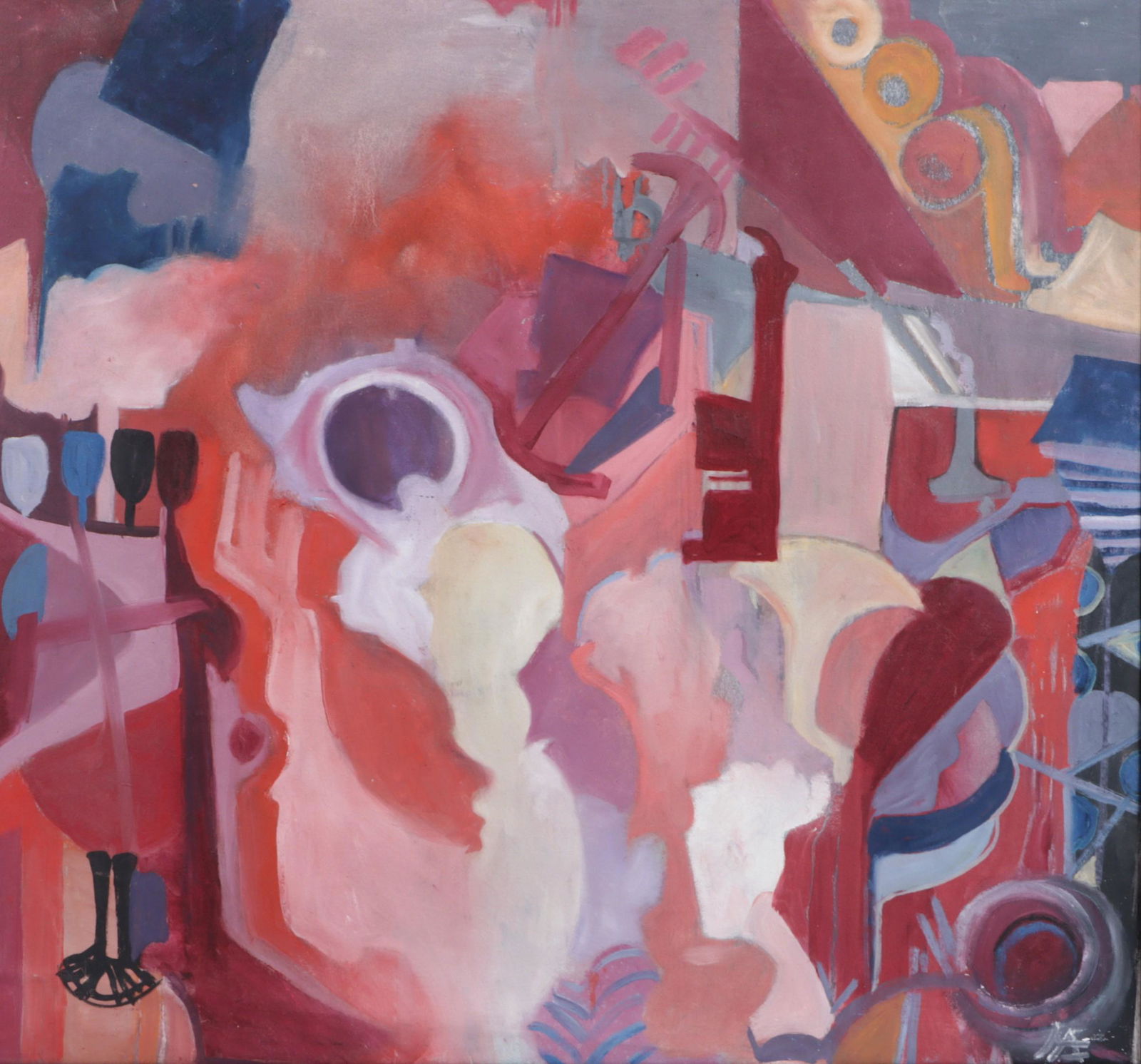 Mae Alice Engron, African American (1933-2007), abstract, oil on canvas, 38 1/2"H x 41 3/4"W, 42 (1 of 7)