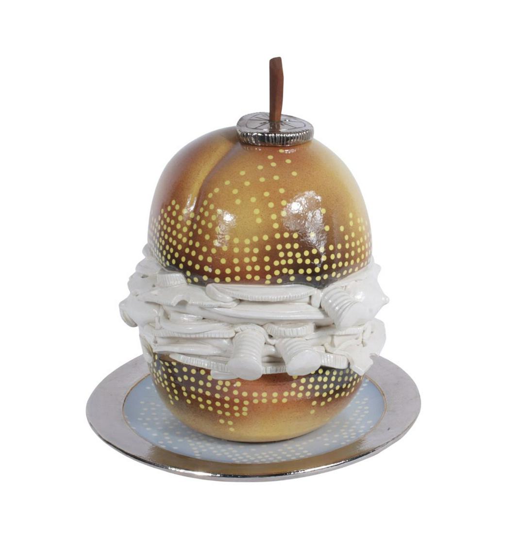 Richard "Dick" Hay, Indiana (1942-2020), Boob Sandwich, slips, engobes, and glazes on earthenware, (1 of 8)