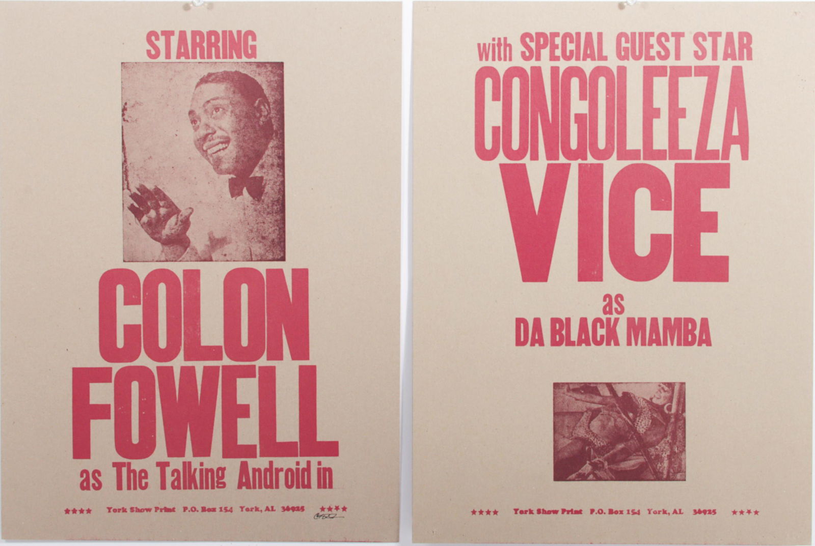 Carl Pope, Indiana, New York (B. 1961), Colon Fowell / Congoleeza Vice, 2 York Show print posters, (1 of 6)