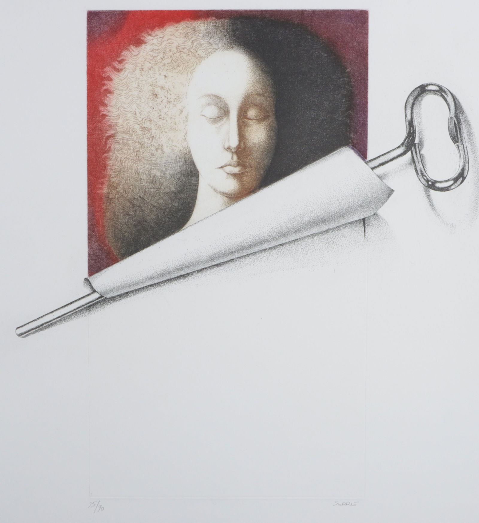 Claude Serre, French (1938-1998), portrait with pin, lithograph, 29 1/2"H x 22"W (1 of 8)