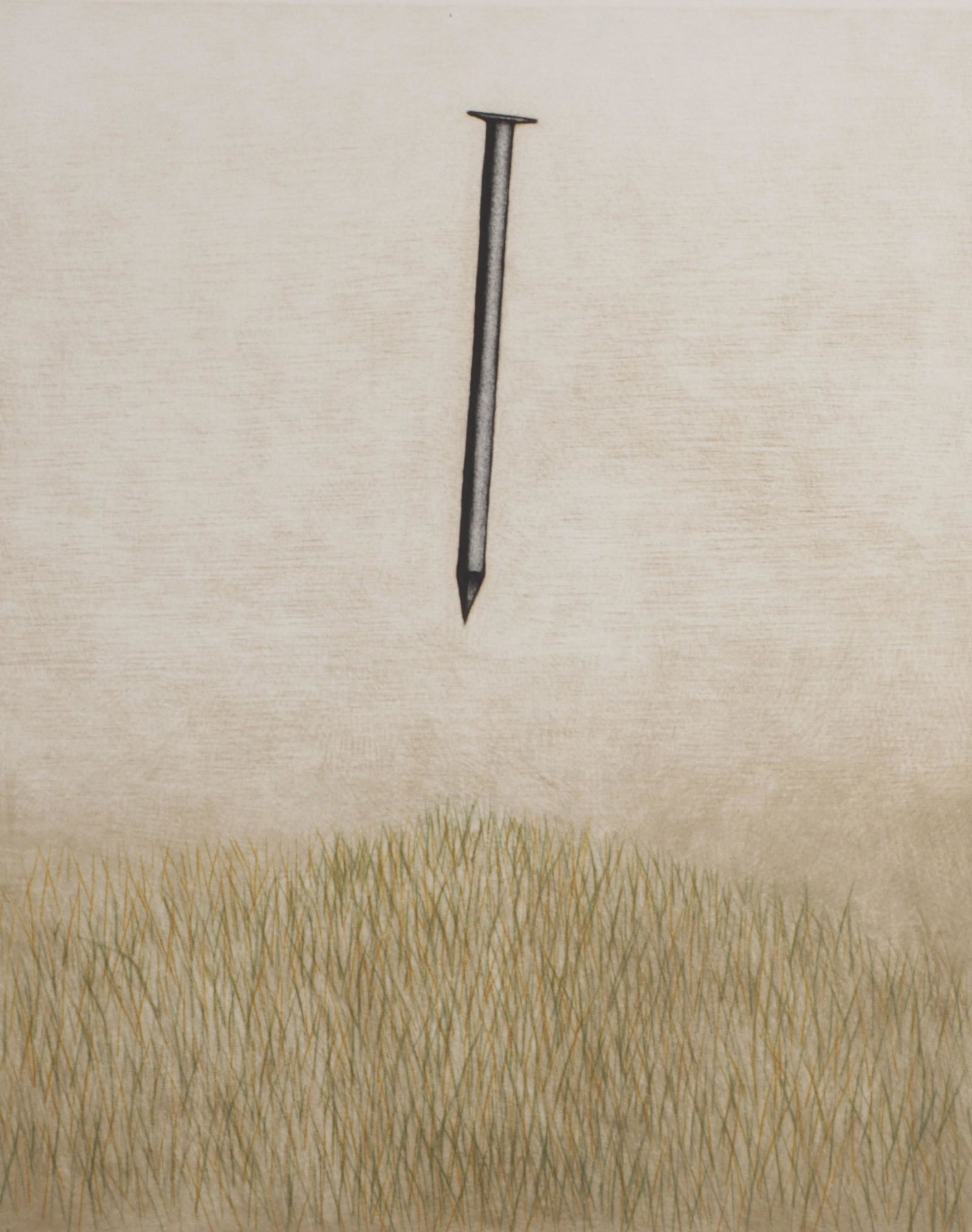 Kyu-Baik Hwang, South Korean (b. 1932), Nail and Grass, etching, 30"H x 22"W (1 of 9)