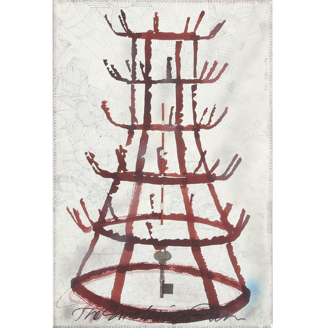 Brian Byrn, American (b.1958), The Smoking Gun, 2006, American Scrapbook Series: The Aesthetic: Brian Byrn American (b.1958) The Smoking Gun, 2006, American Scrapbook Series: The Aesthetic World mixed media drawing and collage Signed and dated upper right. Brian Byrn has served as Curator of Exh