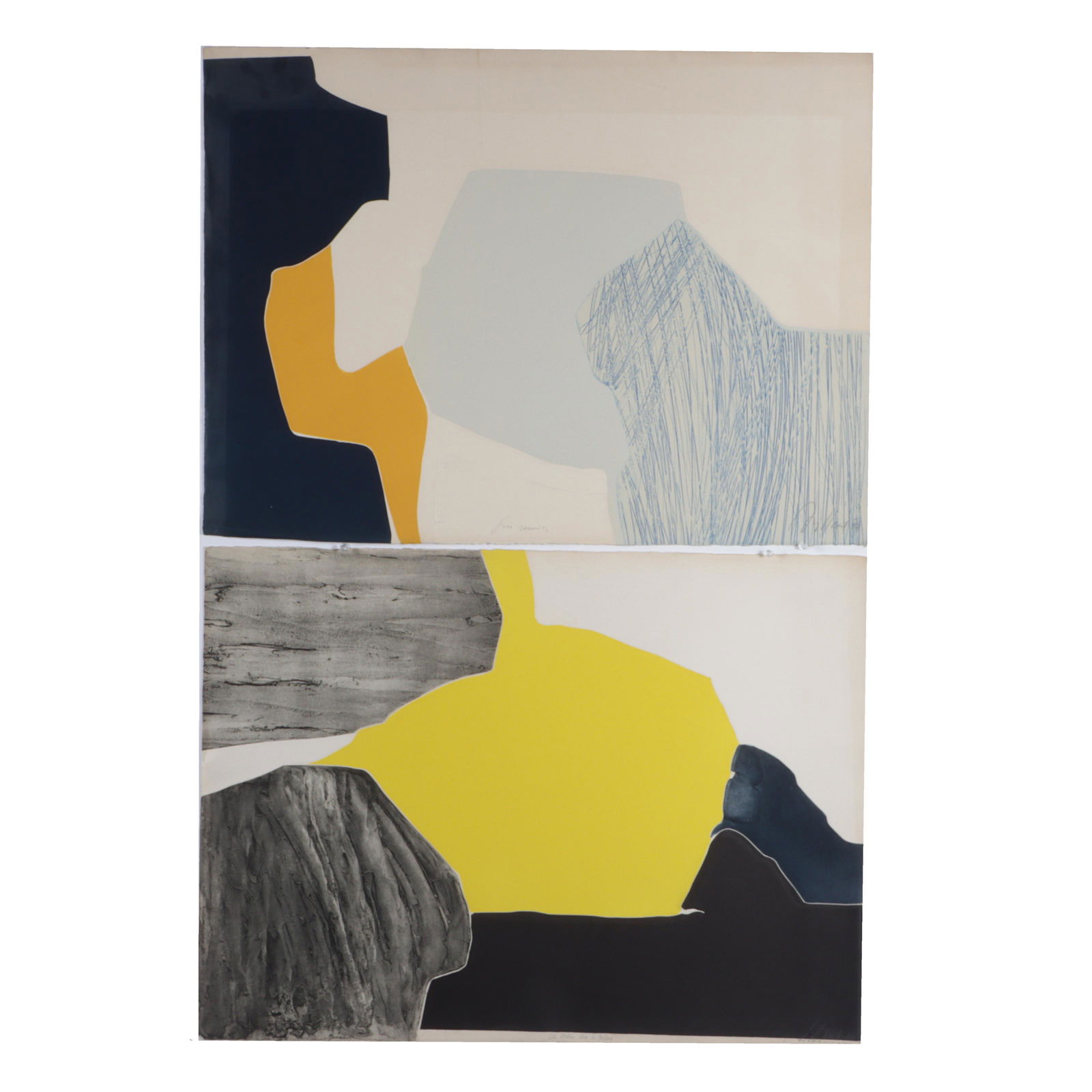 Gilou Brillant, French (b.1935), abstract, 1974, two color aquatint etchings, 22â€H x 18â€W (1 of 17)