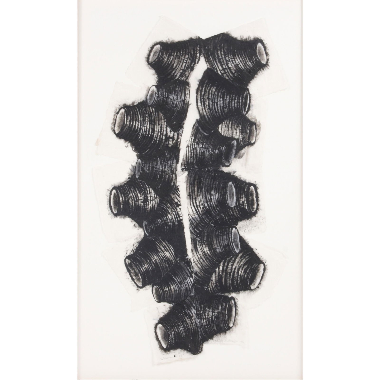 Elisa D'Arrigo, American (b.1953), Recollection #23, 1994, ink on collaged Japanese paper, 29 1/2"H (1 of 9)