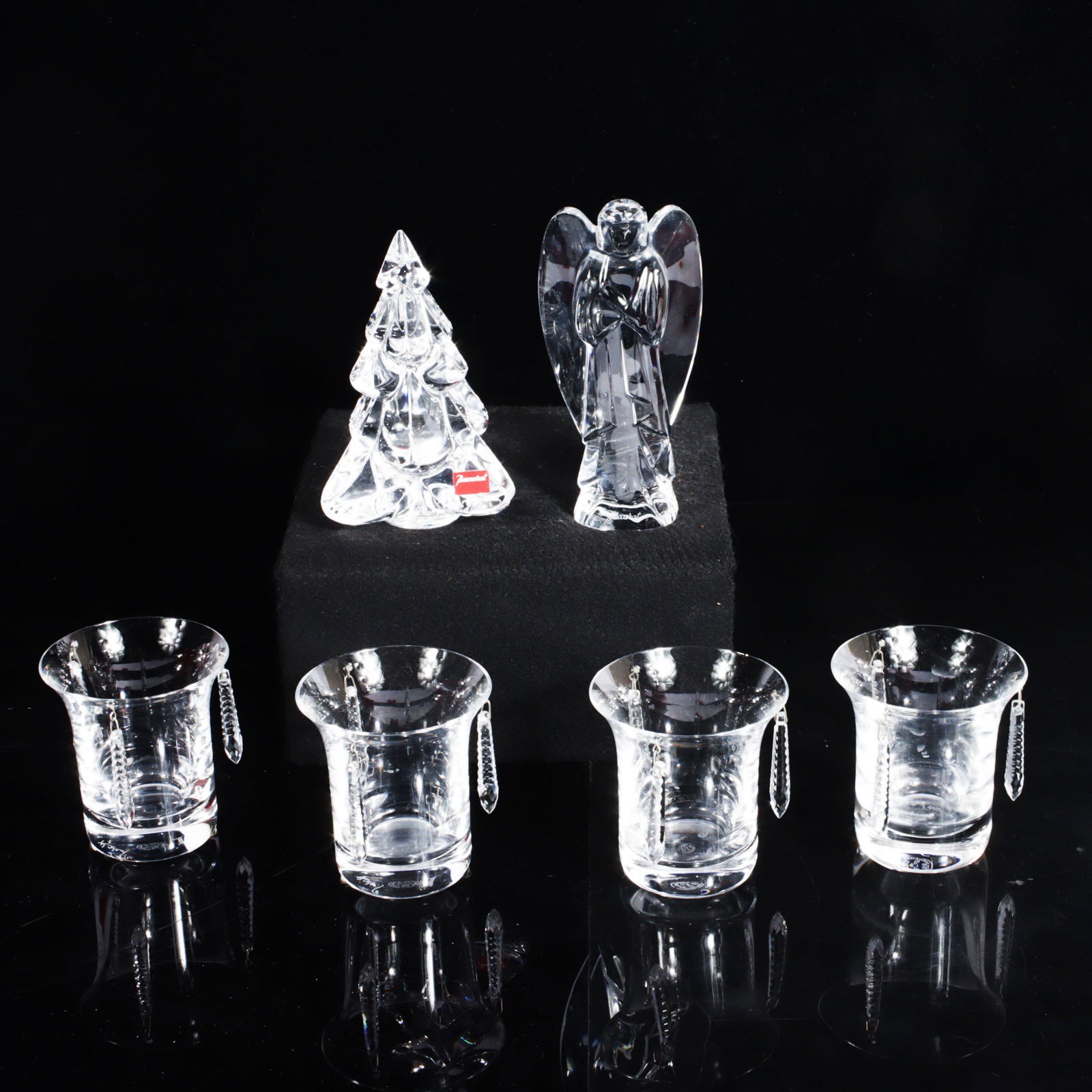 Lot of 6 Baccarat crystal decorative accessories: Christmas angel figurine, evergreen tree, and 4 (1 of 19)