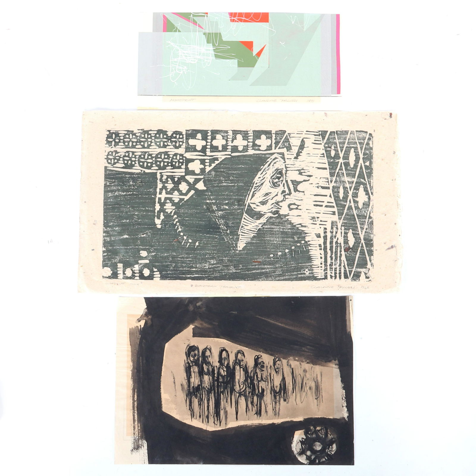 Claudine Paluzzi, American / Indiana (1931-2018), Three works on paper, Arrow, 1971 monoprint, A (1 of 7)
