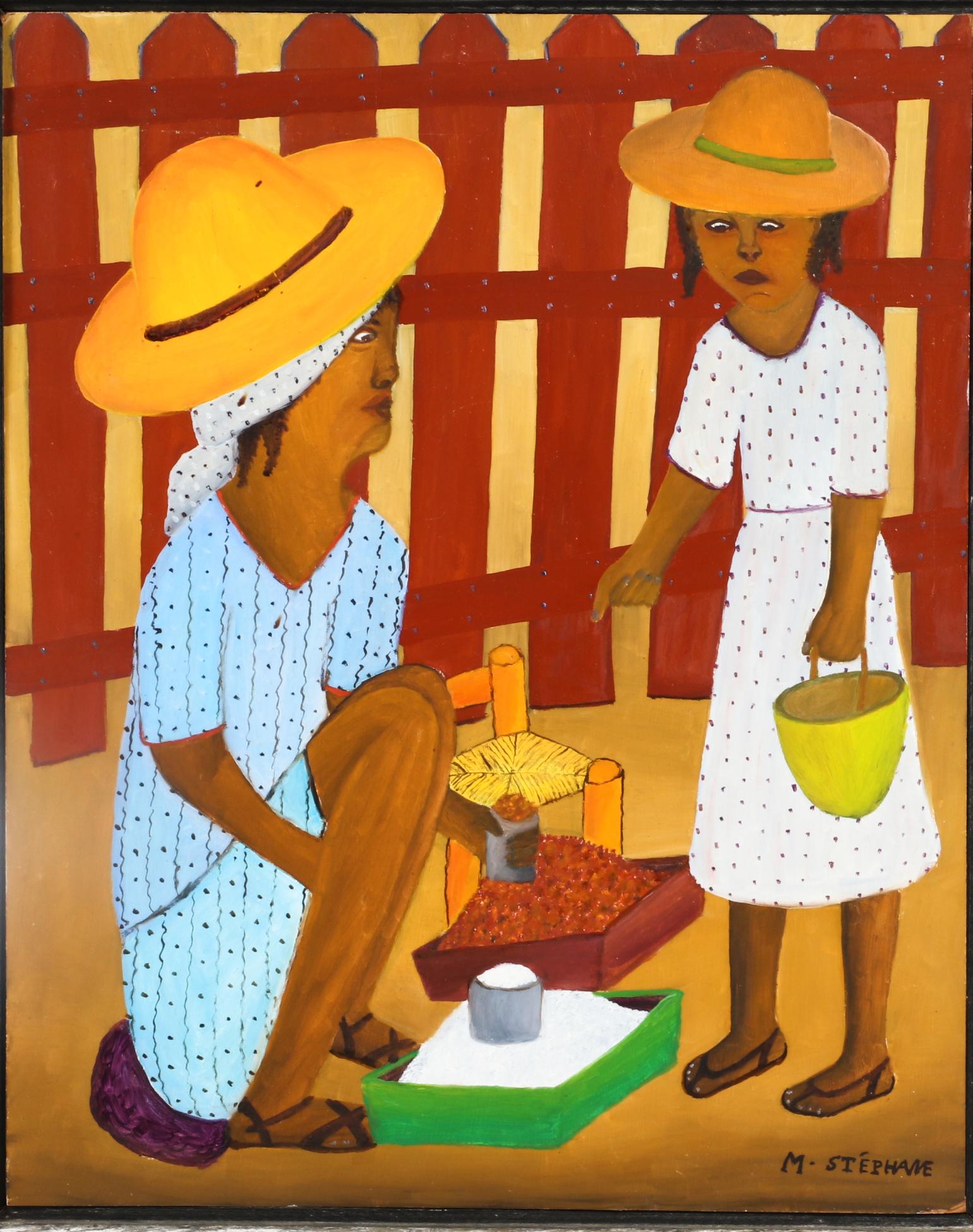 Micius Stephane, Haiti (1912 - 1996), Buying Spices, oil on masonite, 20 1/4"H x 16 1/2"W, 21 1/4"H (1 of 6)