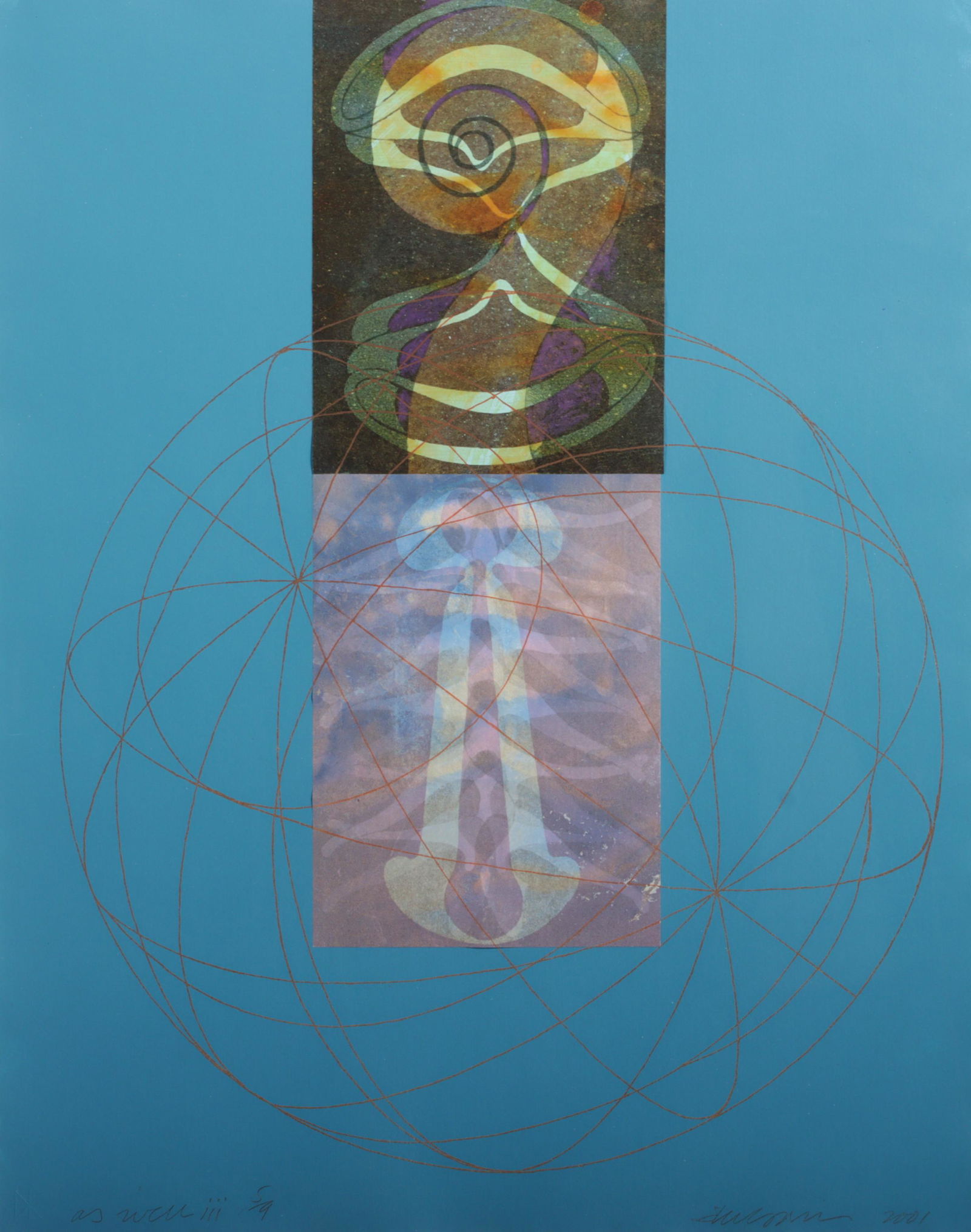 Steven Sorman, Minnesota, New York (B. 1948), As Well III, 2001, mixed media on paper, 19 1/2"H x 15 (1 of 7)