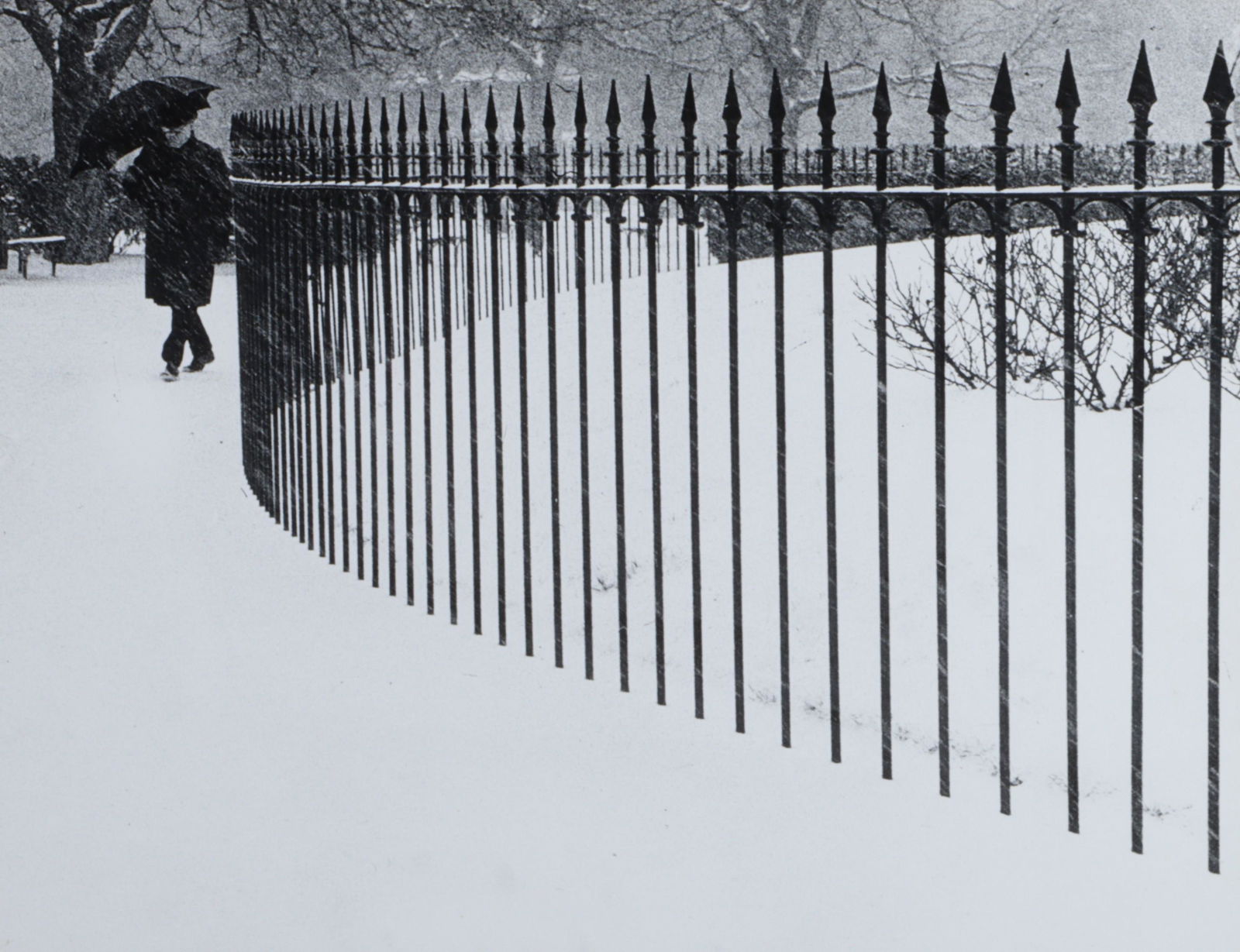 Martin H. Miller, (1917-2005), snowy winter park scene, untitled, gelatin silver print photograph, (1 of 5)