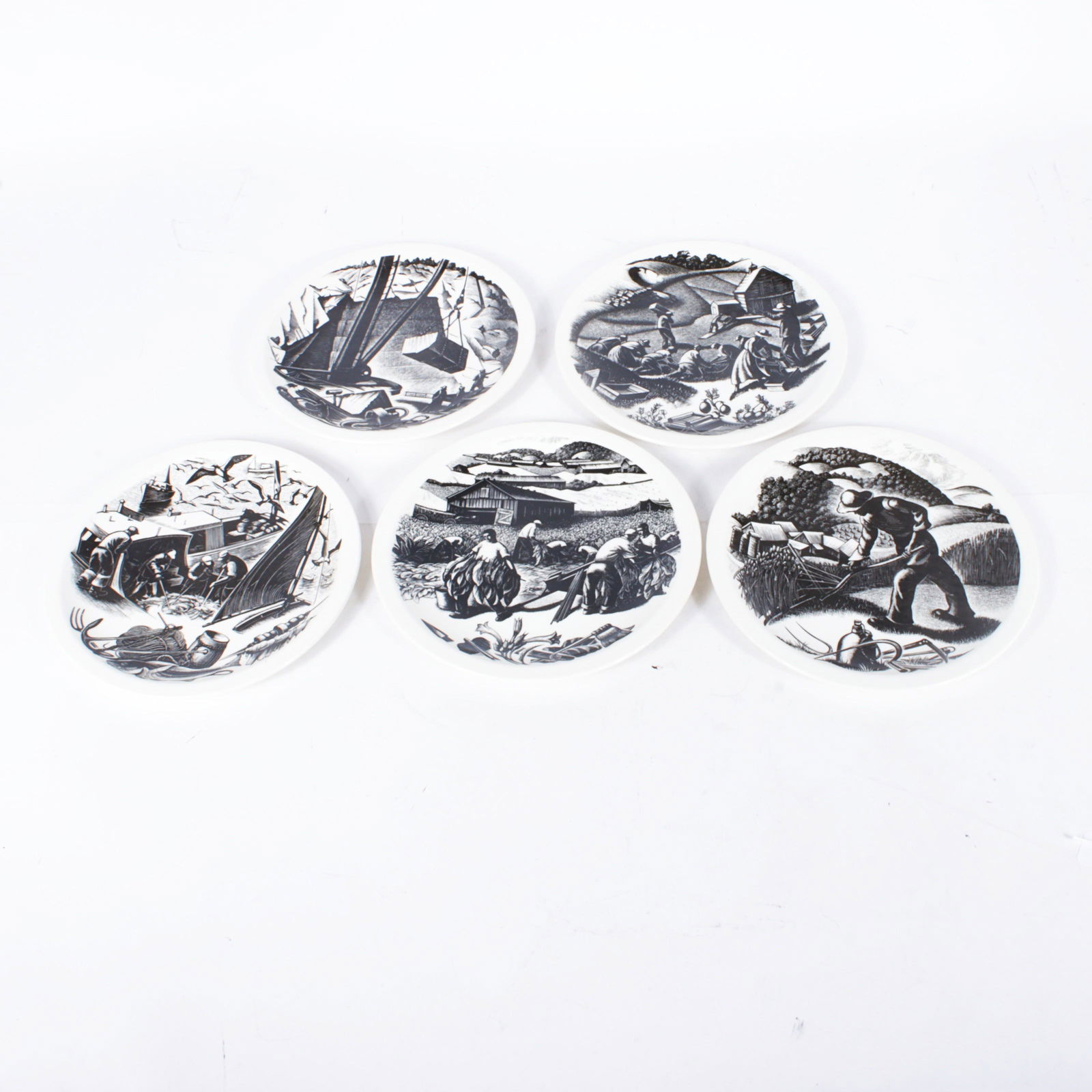 Five Clare Leighton for Wedgwood "New England Industries" display plates, ca. 1952 1"H x 10 (1 of 11)