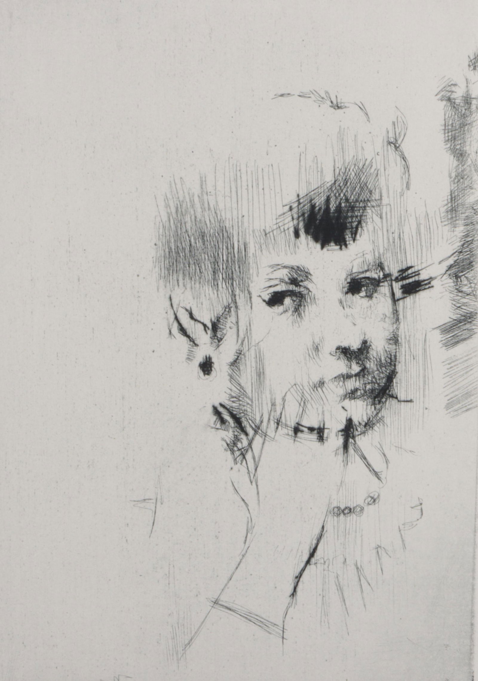 Jack Levine, New York / Massachusetts (1915-2010), portrait, etching, 17â€H x 15â€W: Jack Levine New York / Massachusetts (1915-2010) portrait etching Number (164/250) lower left, signed lower right. Biography from the Archives of askART: Born and raised in the south end of Boston, Ja