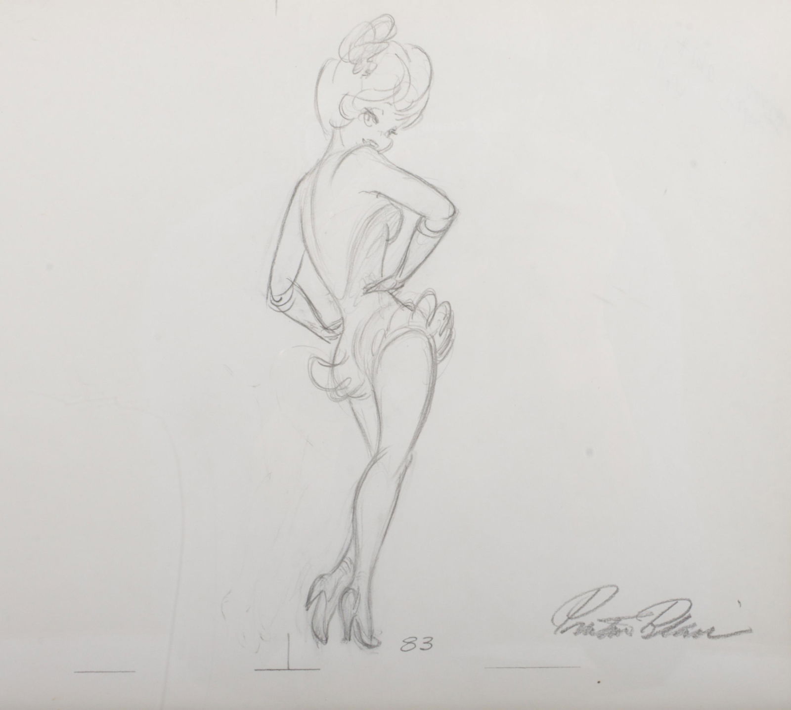 Warner Bros Preston Blair signed "Red Hot Riding Hood" original animation pencil drawing 8 1/2"H x (1 of 8)