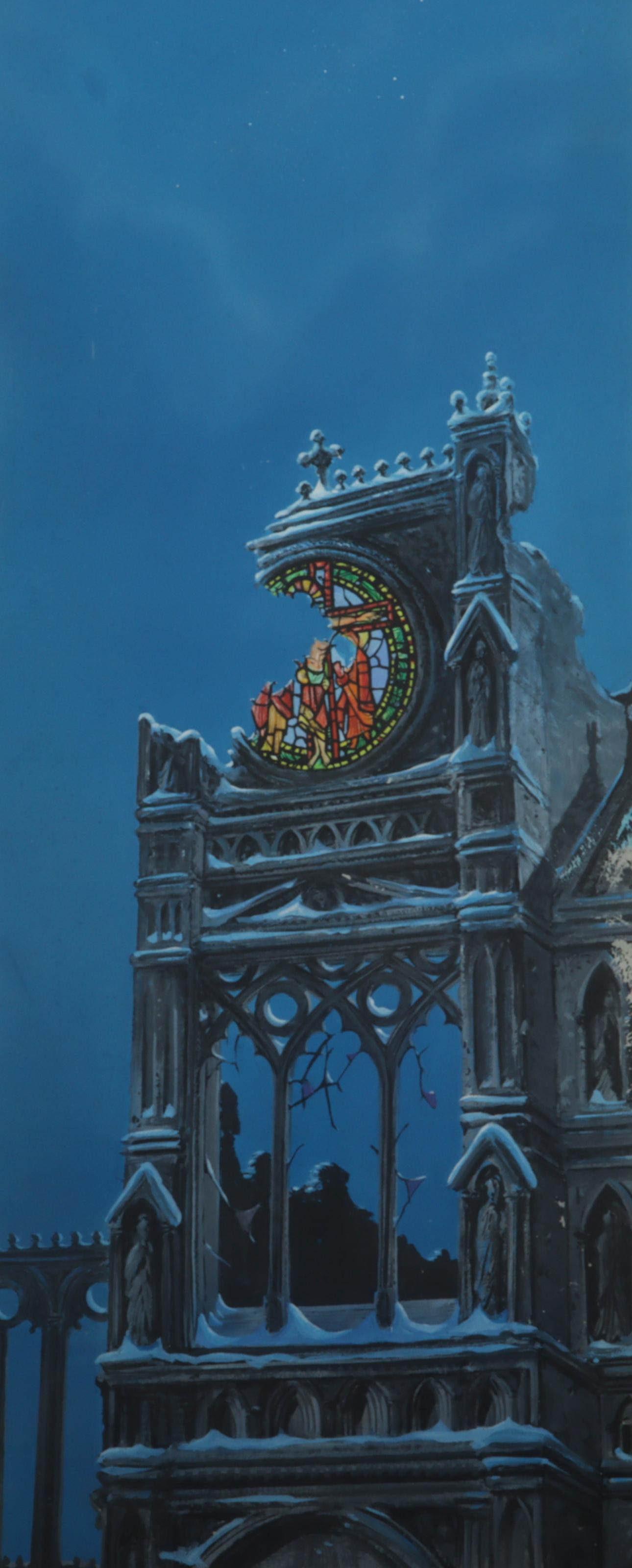 Warner Bros "Peace on Earth" original animation master background, 1939 31 1/2"H x 12"W (sight), (1 of 8)