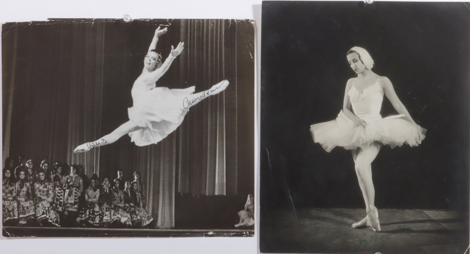 Lot of 2 signed black and white photographs of Maya Samokhvalova, Bolshoi Ballet 10"H x 11 3/8"W: Lot of 2 signed black and white photographs of Maya Samokhvalova, Bolshoi Ballet 10"H x 11 3/8"W (largest)