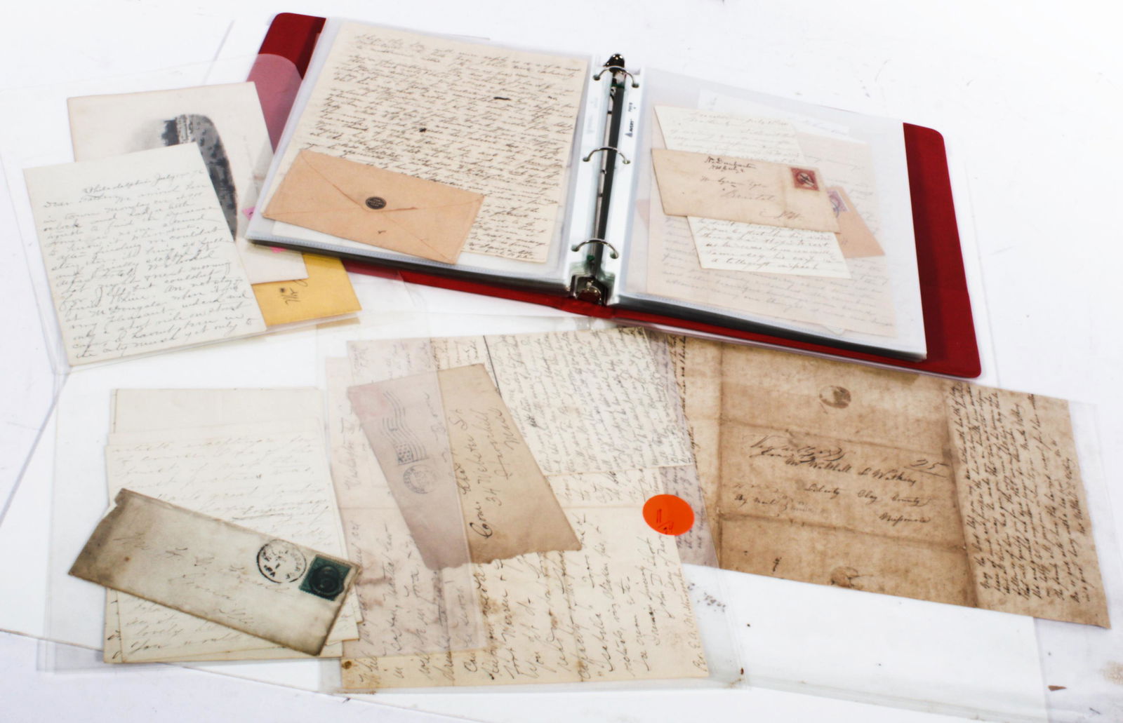 Binder of historical handwritten letters: including 1864 Methodist Episcopal church letter of (1 of 18)