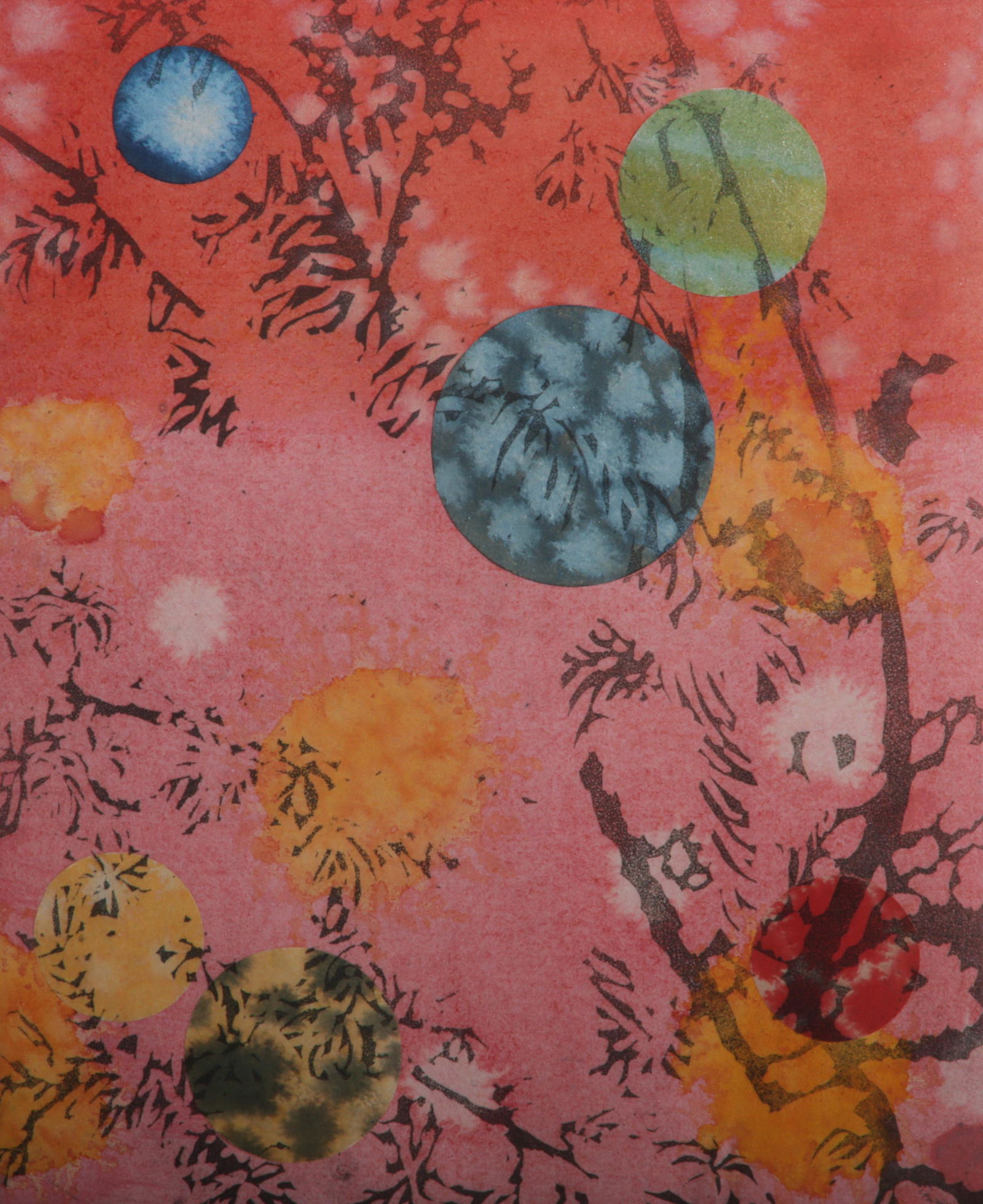 Dorothy Stites Alig, American (20th/21st century), Palampore 2, 2006, mixed media block print, 10"H (1 of 11)