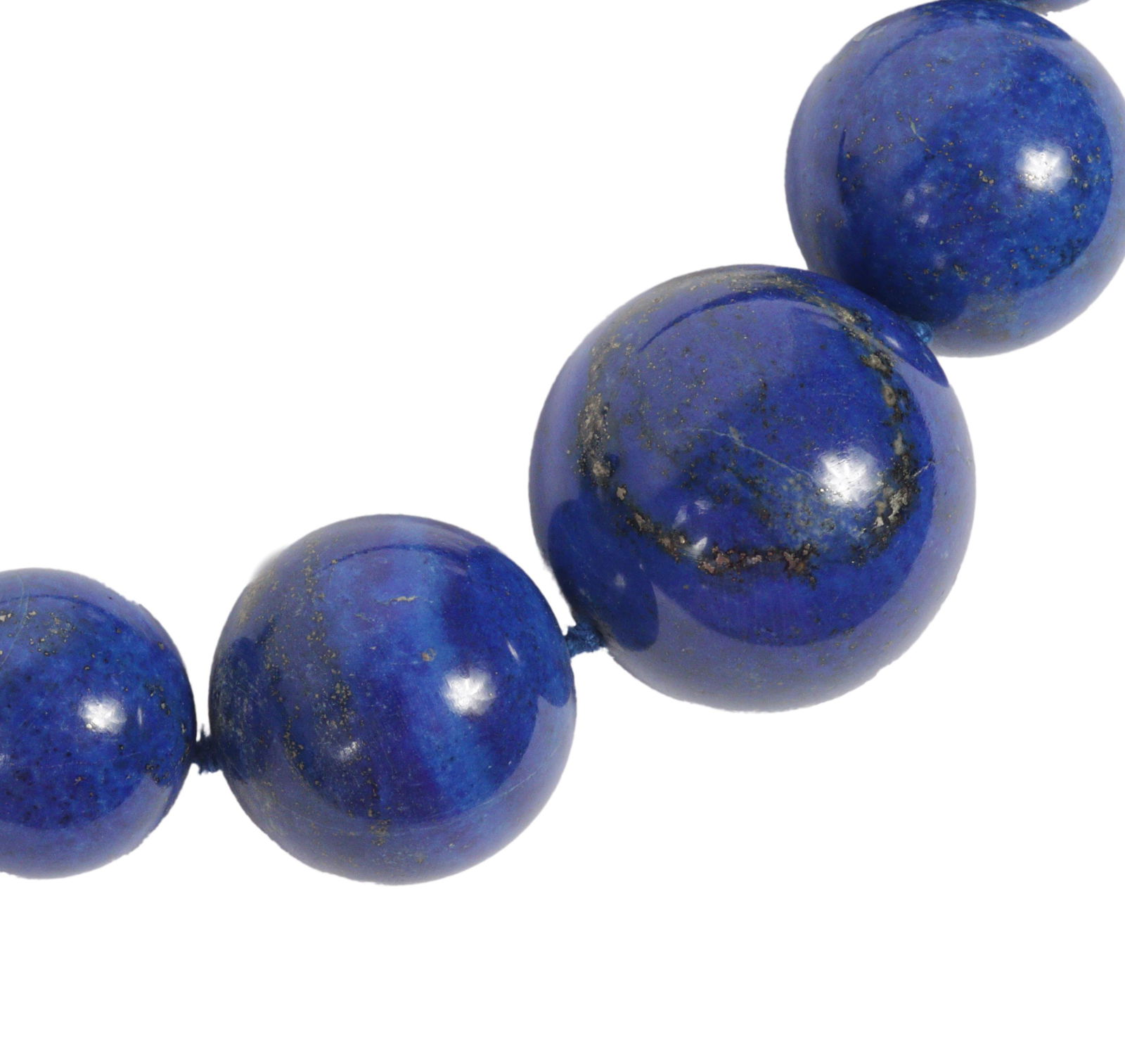 Very large lapis lazuli graduated bead necklace with "C" mark on clasp 24"L x 1 1/2"W (1 of 5)