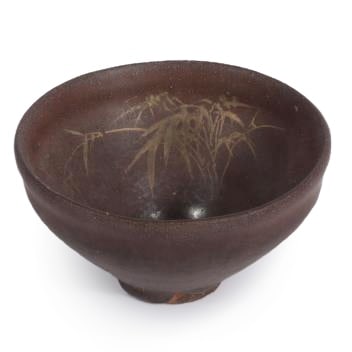 Southern China Song Dynasty Tenmoku? Jian brown glazed ceramic tea bowl with silver bamboo and (1 of 10)