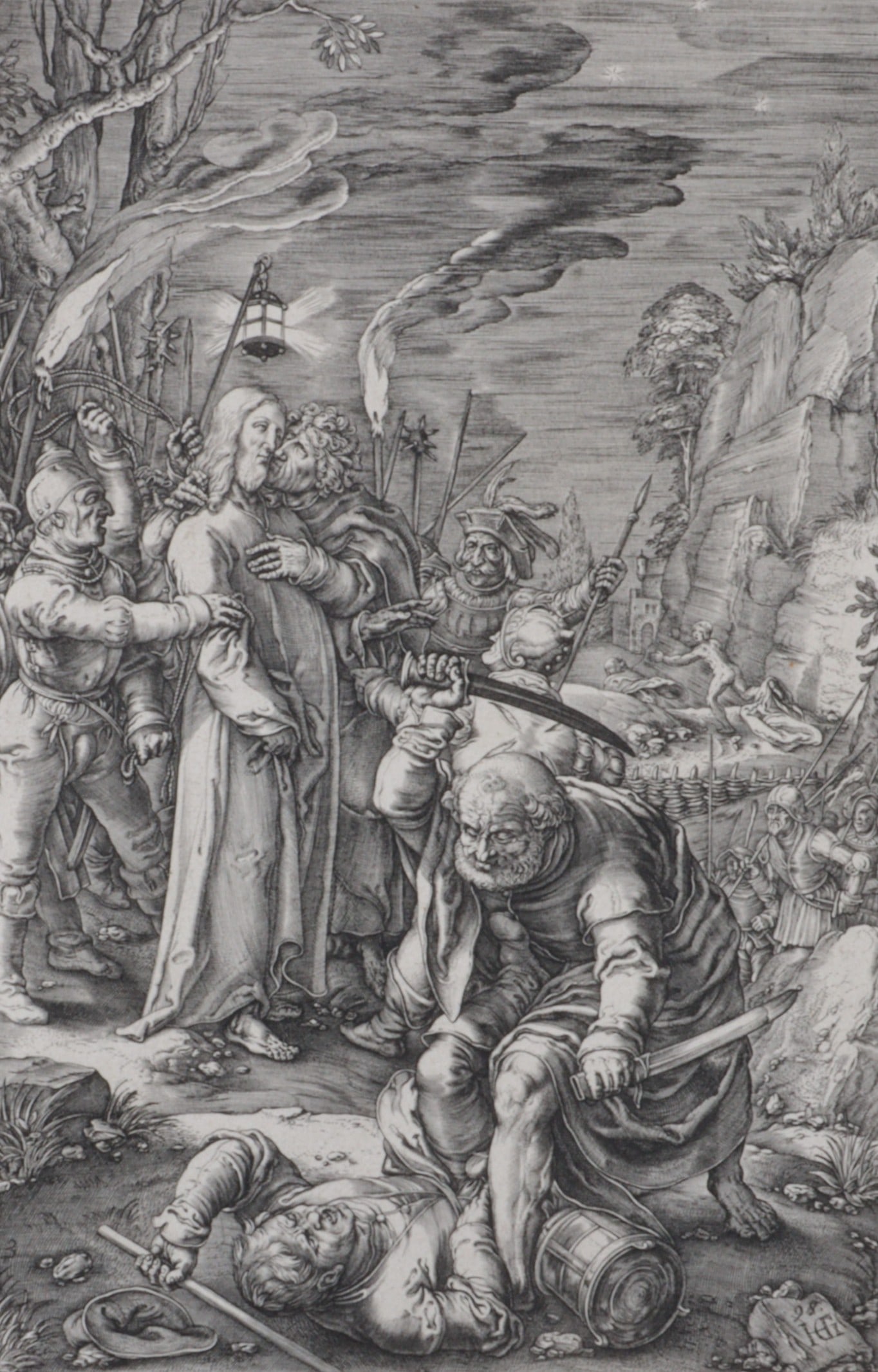 Hendrick Goltzius (1558-1617, Dutch); The Betrayal of Christ (1598) engraving 10 1/47"H x 7 3/4"W (1 of 8)
