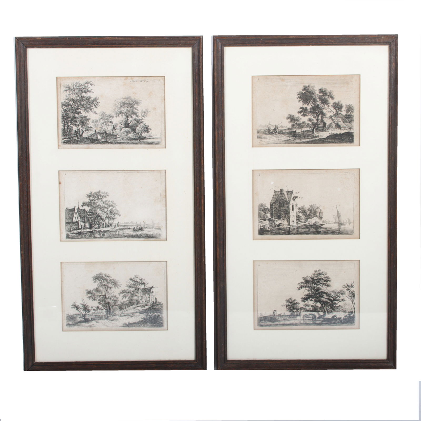 Anthonie Waterloo, Dutch (1609-1690), six prints from a series of landscapes of the Netherlandish: Anthonie Waterloo Dutch (1609-1690) six prints from a series of landscapes of the Netherlandish countryside etchings Signed in plate in one of the etchings; the other etchings are marked with letters