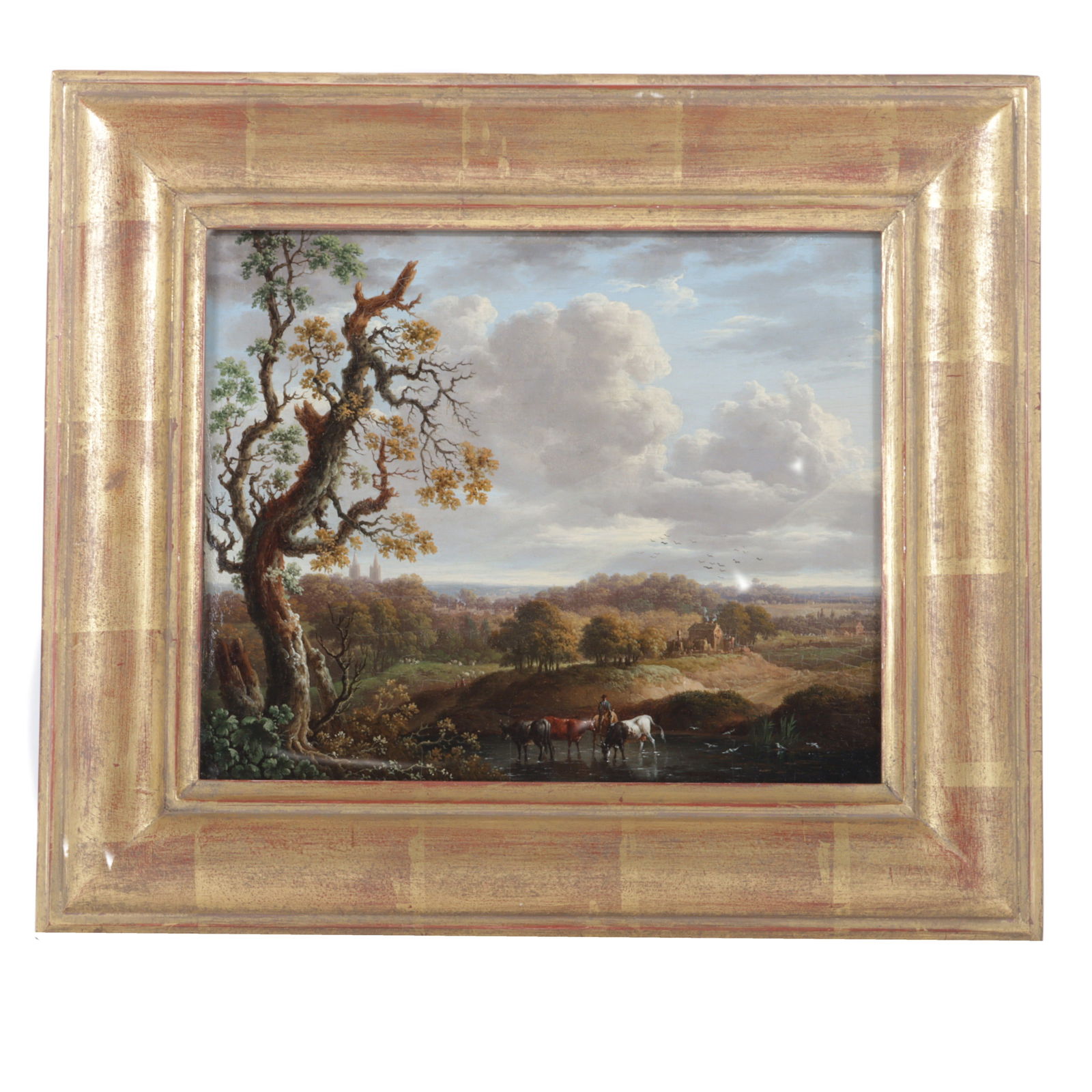 Charles Towne R.A., United Kingdom (1781 - 1854), pastoral landscape, oil on board, 8 1/8"H x 10"W,: Charles Towne R.A. United Kingdom (1781 - 1854) pastoral landscape oil on board Unsigned. Artist information verso. Douglas Kenyon, Inc. Chicago, and John H. Paris labels verso. Biography from Auction