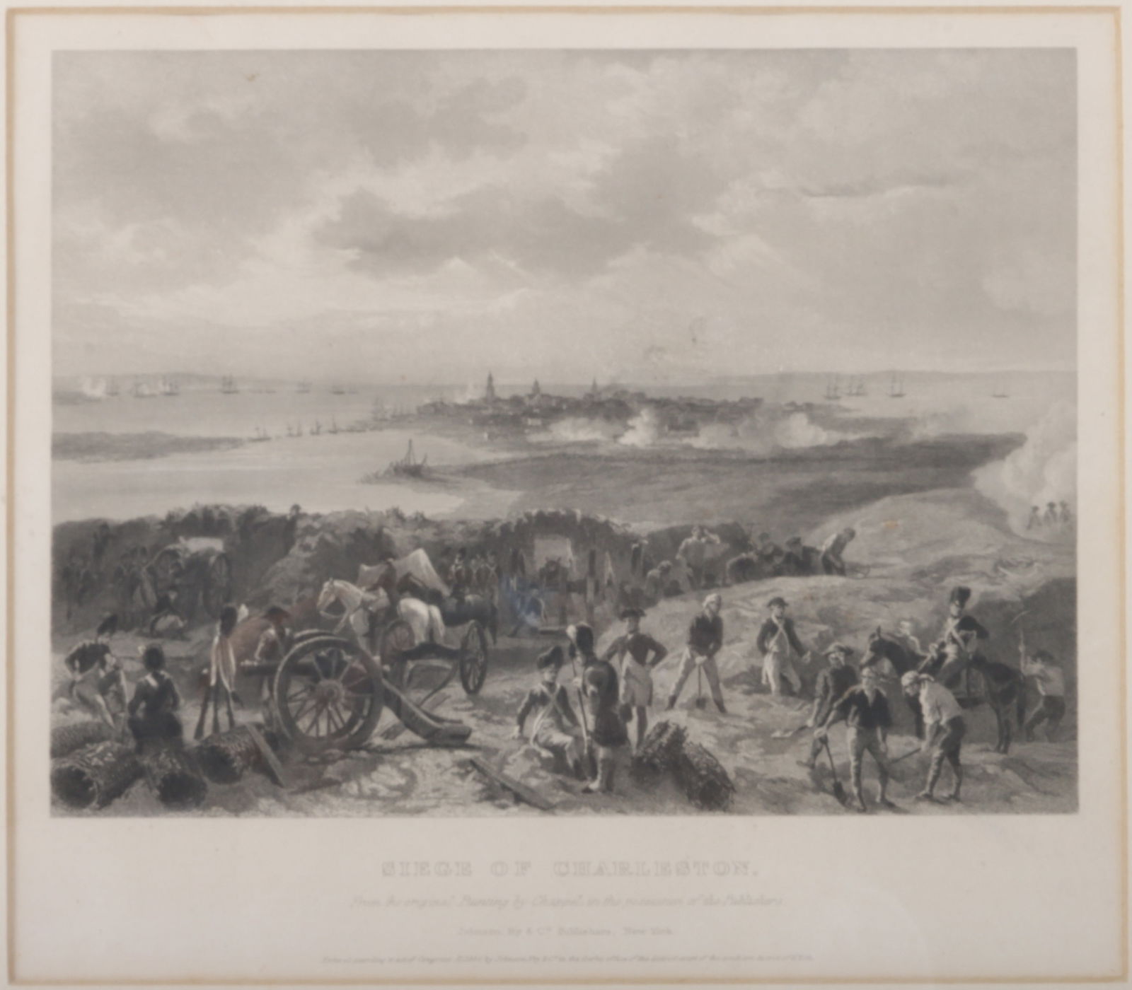 Engraving of Siege of Charleston after Alonzo Chappel 5 1/2"H x 7 3/8"W (plate), 12"H x 12 3/4"W (1 of 4)