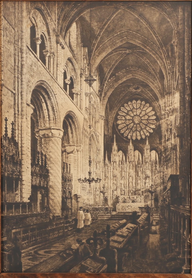 Axel Herman Haig, Swedish (1835 - 1921), Durham Cathedral, etching, 21"H x 14 1/2"W, 27"H x 20 1/2"W (1 of 8)