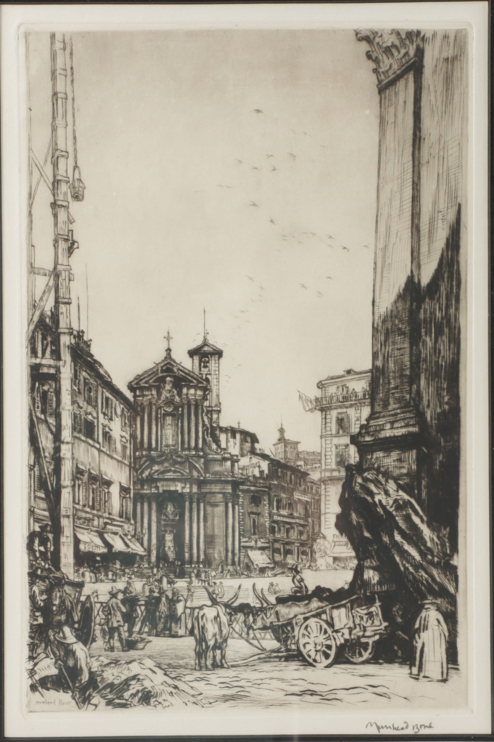Muirhead Bone, United Kingdom, England, Scotland (1876 - 1953), Trevi Fountain, Rome cityscape: Muirhead Bone United Kingdom, England, Scotland (1876 - 1953) Trevi Fountain, Rome cityscape (1913-1928) etching with drypoint Signed in the plate and in pencil lower right. From the Archives of askAR