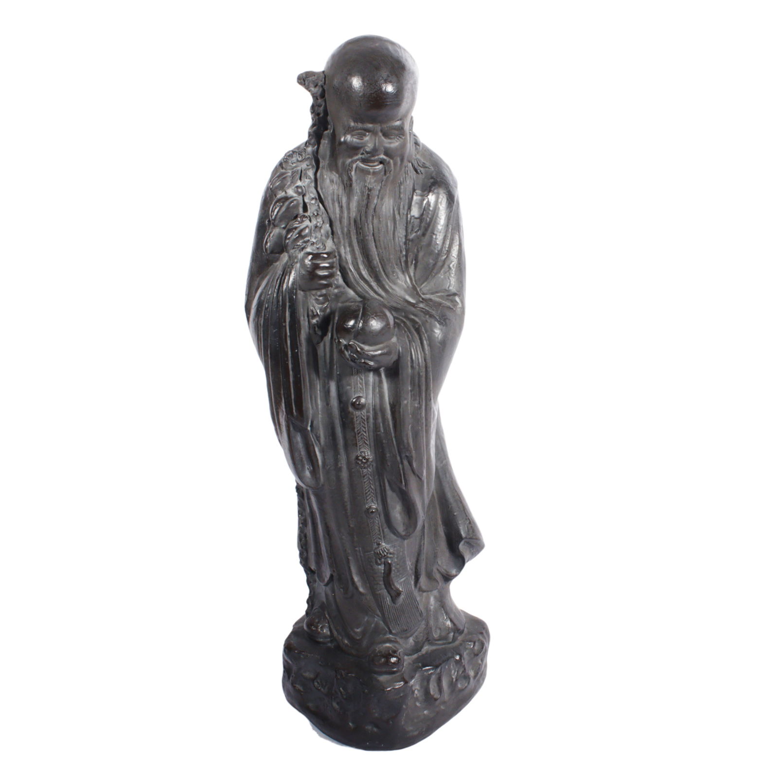 Fu Lu Shou Chinese immortal wise man statue, white metal, ca. 20th Century. 32"H x 10"W x 9 1/2"D (1 of 10)