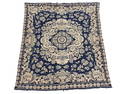 Antique jacquard double weave blue and white coverlet dated 1840. 82" x 89"