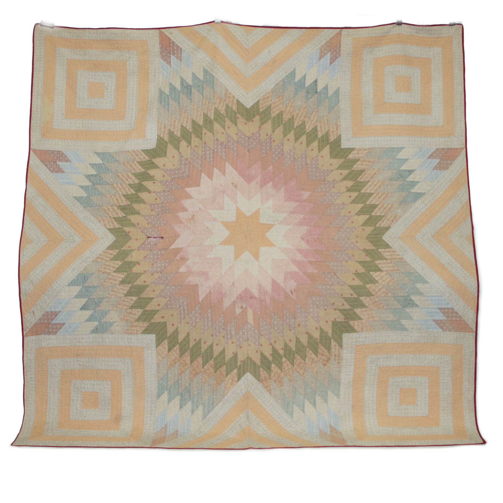 Antique American early 20th Century Star of Bethlehem cotton pieced Quilt 93 1/2"H x 93 3/4"W (1 of 13)