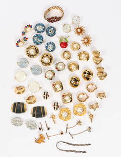 Vintage costume jewelry group including: Givenchy, Christian Dior, Ciner, Carlisle, St. John, The: Vintage costume jewelry group including: Givenchy, Christian Dior, Ciner, Carlisle, St. John, The D.F.B. Co. "Carmen" bracelet, and more. 2"Diam. x 2 1/8"H (Carmen bracelet)