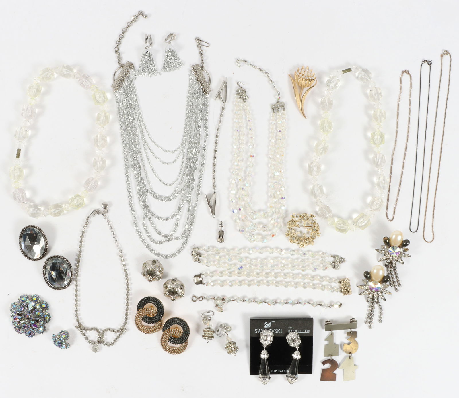 Vintage costume jewelry group including: Warner, DeMario, Sarah Coventry, Swarovski, Trifari, (1 of 12)