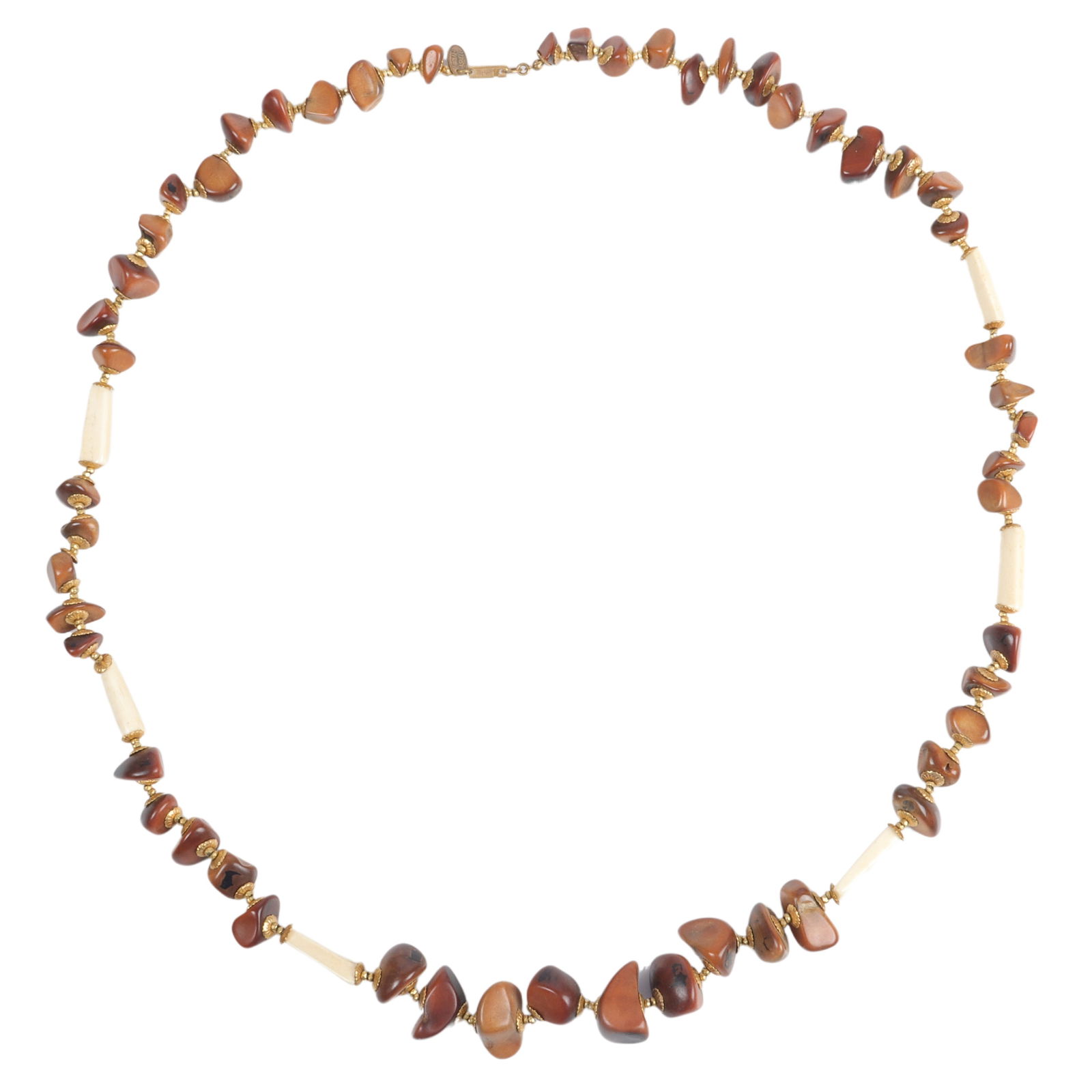 Miriam Haskell Naturals wood and bone bead necklace: Miriam Haskell Naturals wood and bone bead necklace 35"L