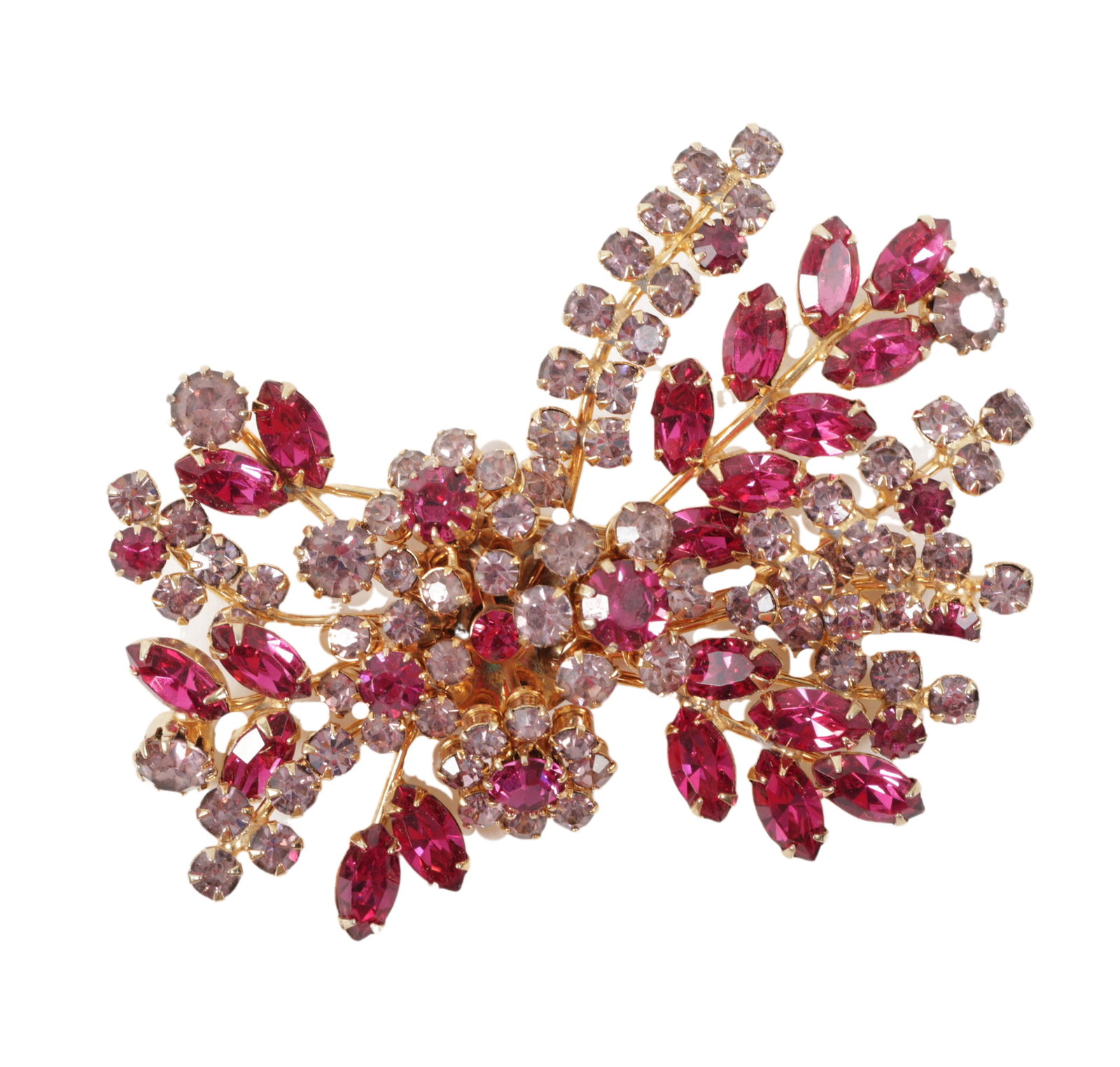 Vendome large fuchsia and lavender rhinestone pin brooch (1 of 4)