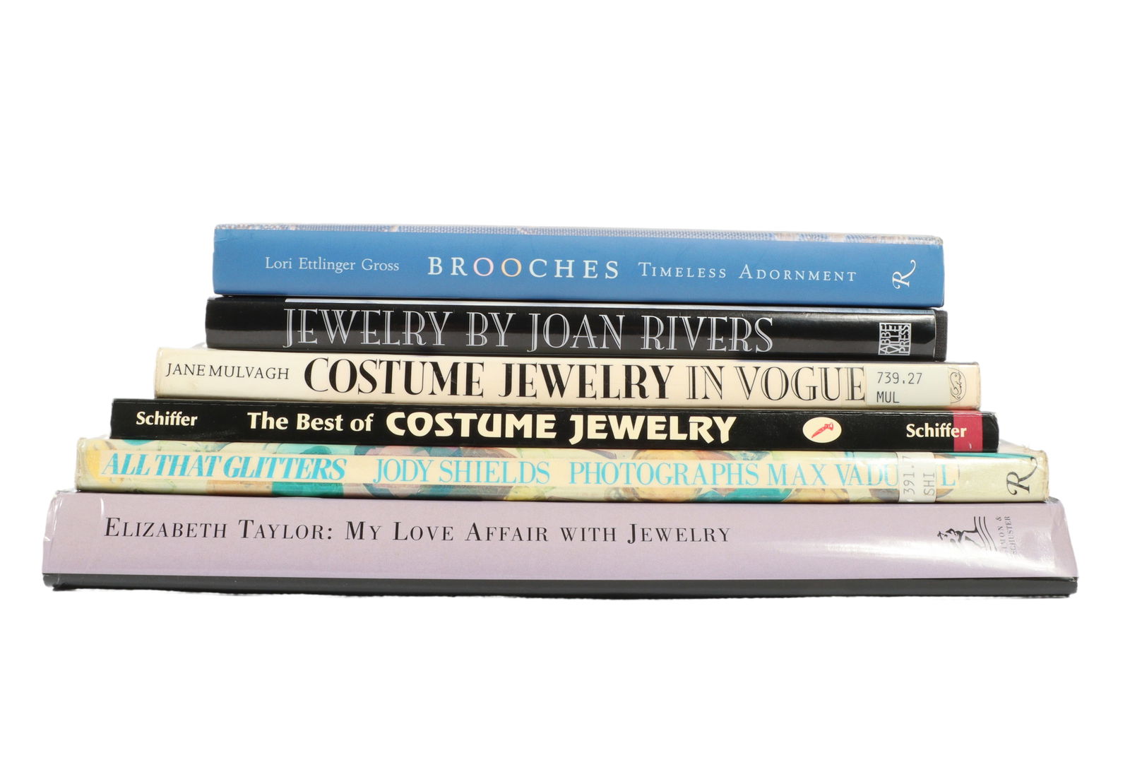 Six reference books on Joan Rivers jewelry, Elizabeth Taylor jewelry, costume jewelry, and brooches: (1 of 4)