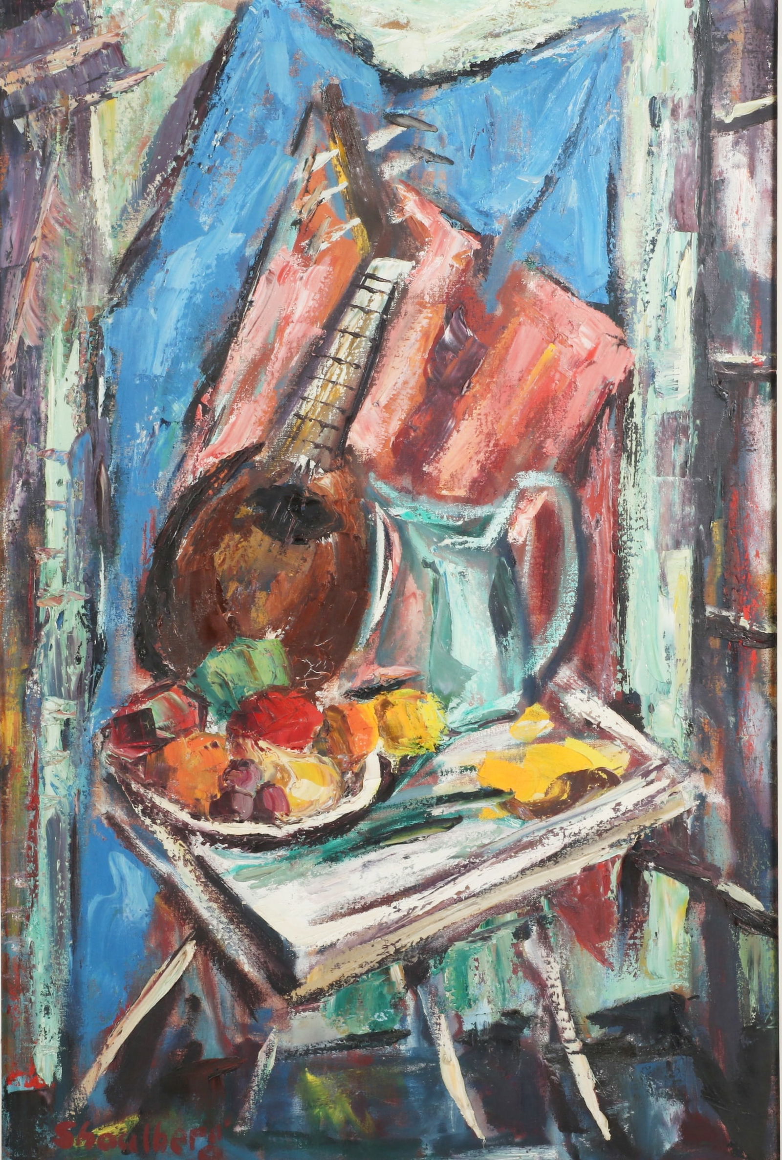 still life: Harry Shoulberg, New York, Pennsylvania (1903-1995), still life, oil on canvas, 36"H x 22 1/2"W (sight), 46"H x 33 1/2"W (frame)