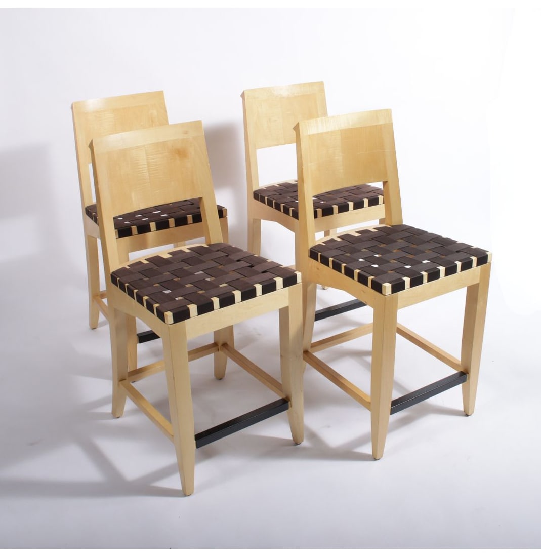 Set of four Christian Liaigre Holly Hunt Outremer counter stools.: Set of four Christian Liaigre Holly Hunt Outremer counter stools. 39"H x 17 1/2"W x 19"D (one)