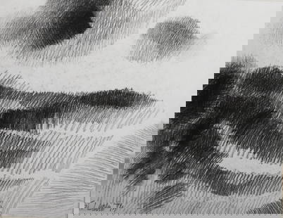 Vista, 1974: Si Lewen, New York / Germany, Poland (b. 1918), Vista, 1974, graphite on paper, 14"H x 17 1/2"W (sight), 19"H x 25"W (frame)