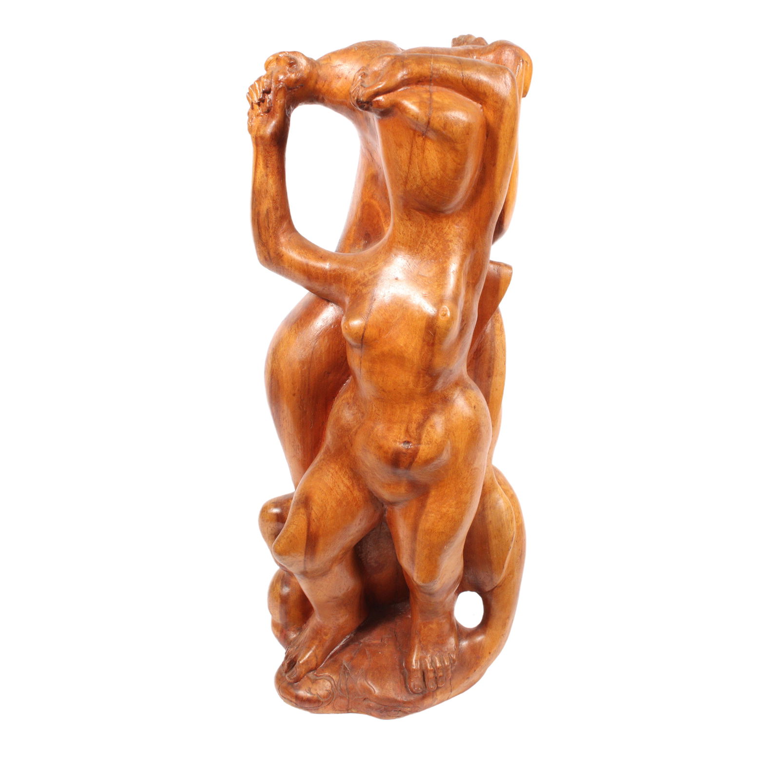 Two Women, 1950s: Robert Lohman, Indiana (1919-2001), Two Women, 1950s, wood, 25"H x 10"W x 10 1/2"D