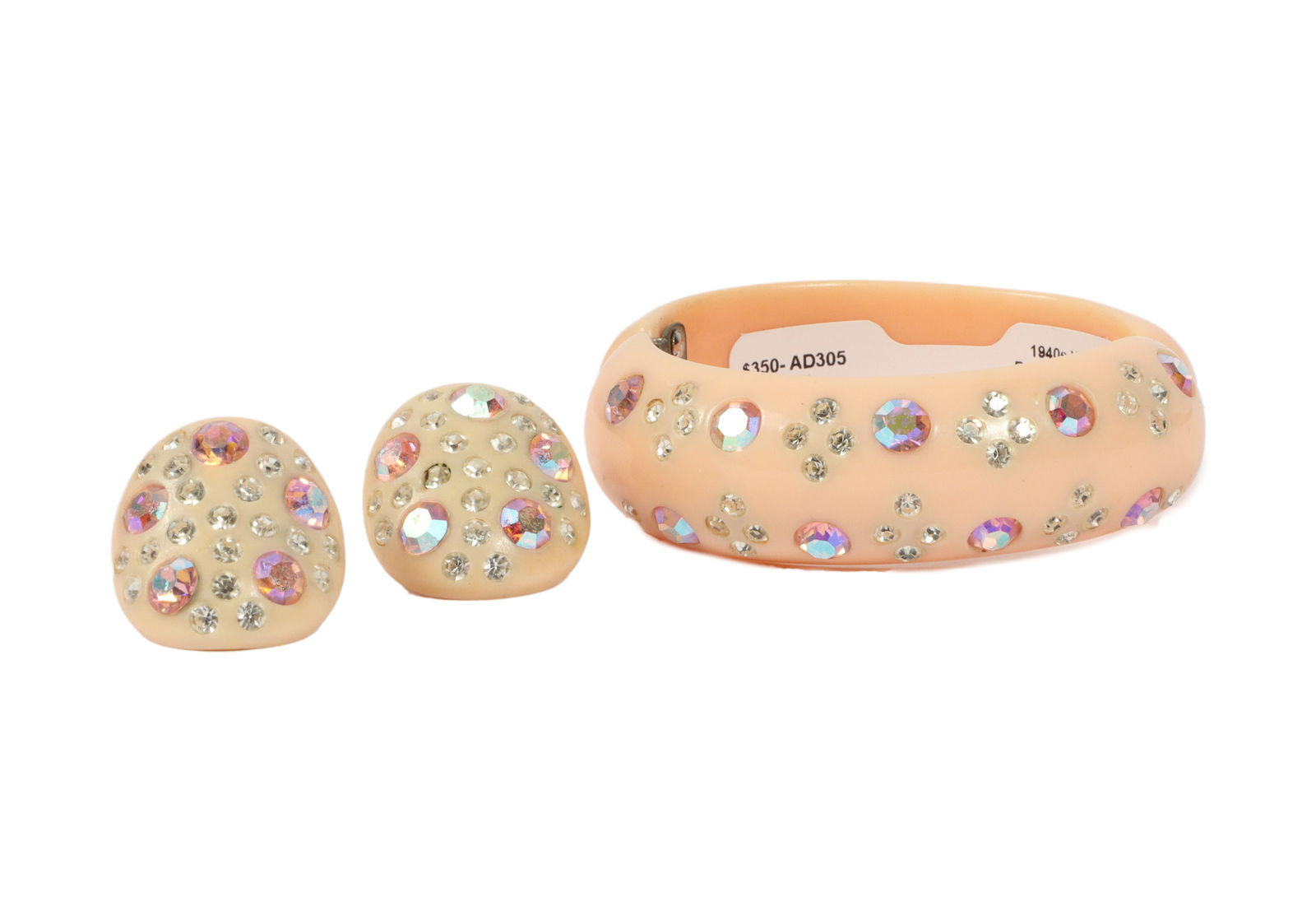 Weiss seashell pink early plastic aurora borealis studded rhinestone jewel early plastic clamper (1 of 10)