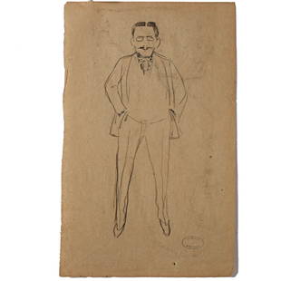 Arnold Aaron Friedman, New York (1879-1946), Standing Man, graphite on paper, 14 1/2"H x 9 1/4"W: Arnold Aaron Friedman New York (1879-1946) Standing Man graphite on paper Unsigned. Provenance: The Estate of Kenneth Frazier Biography from the Archives of askART: Modernist painter Arnold Friedman,