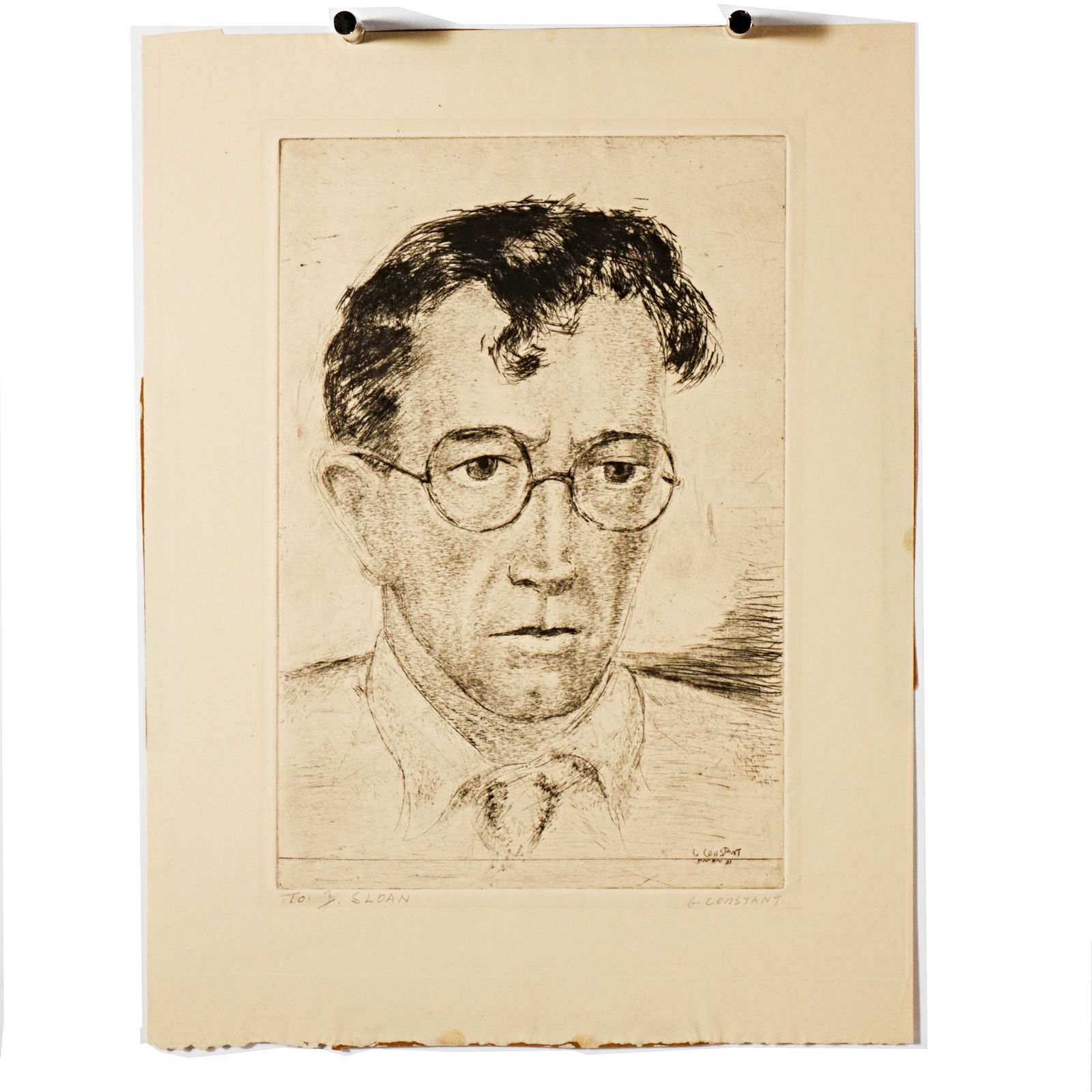 George J. Zachary Constant, New York / Greece (1892-1978), male portrait, etching, 17 1/2"H x 13 (1 of 11)