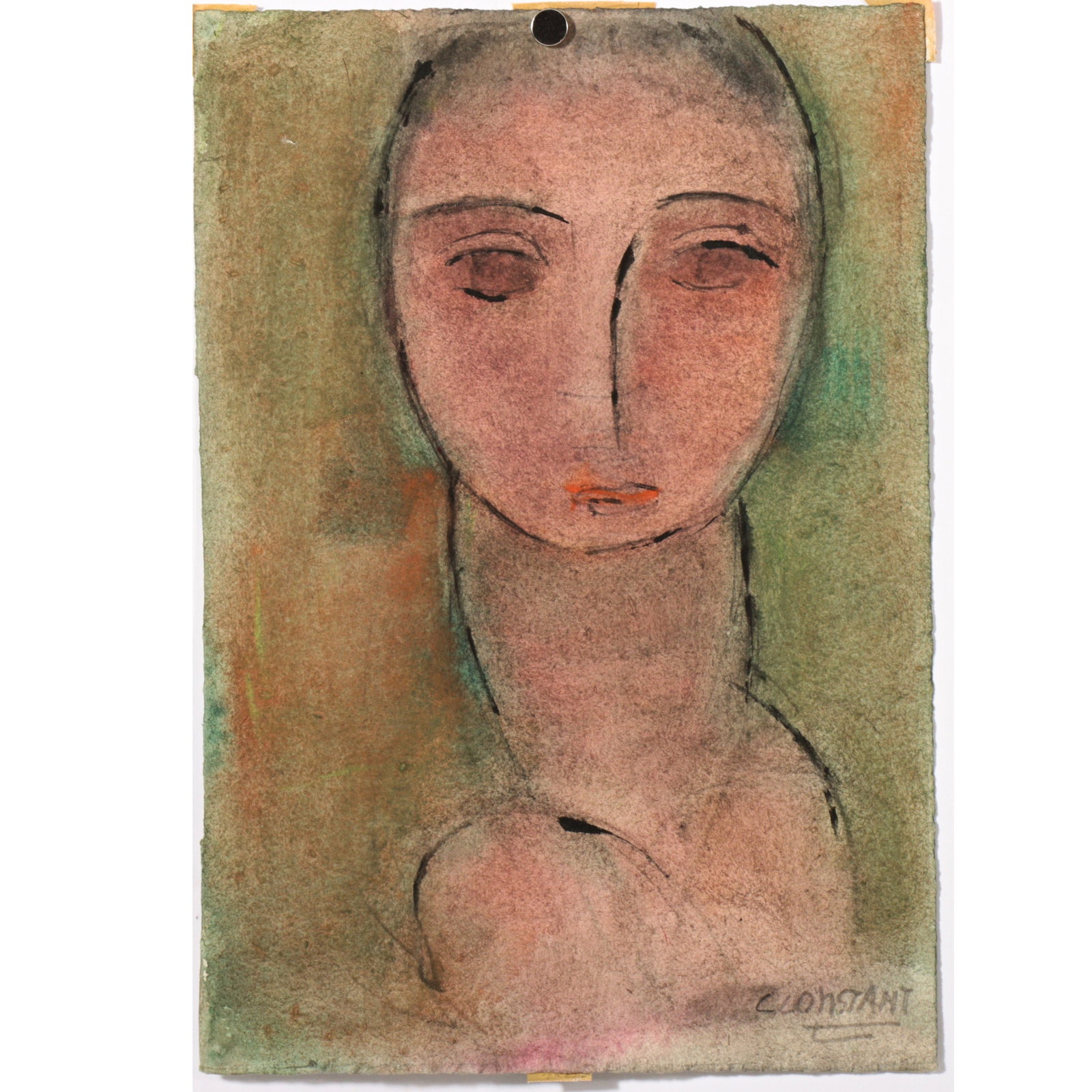 George J. Zachary Constant, New York / Greece (1892-1978), abstract portrait, watercolor on paper, (1 of 9)