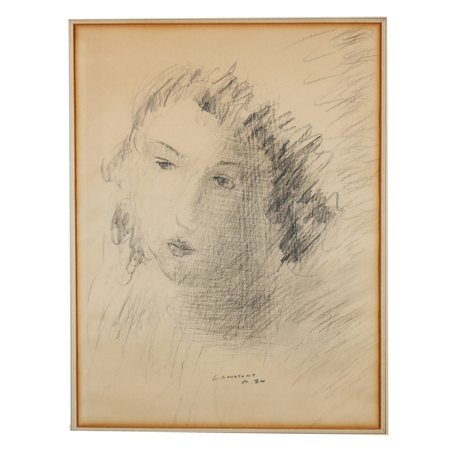 George J. Zachary Constant, New York / Greece (1892-1978), female portrait, graphite on paper, 14 (1 of 15)