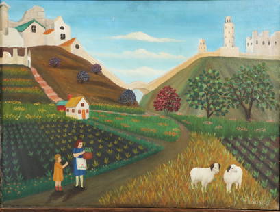 Lawrence Lebduska, New York, Maryland / Germany (1894-1966), Castle in the Air, oil on canvas, 18"H: Lawrence Lebduska New York, Maryland / Germany (1894-1966) Castle in the Air oil on canvas Signed lower right. Exhibited: ACA Galleries, NY Biography from the Archives of askArt: Born in Baltimore, Ma