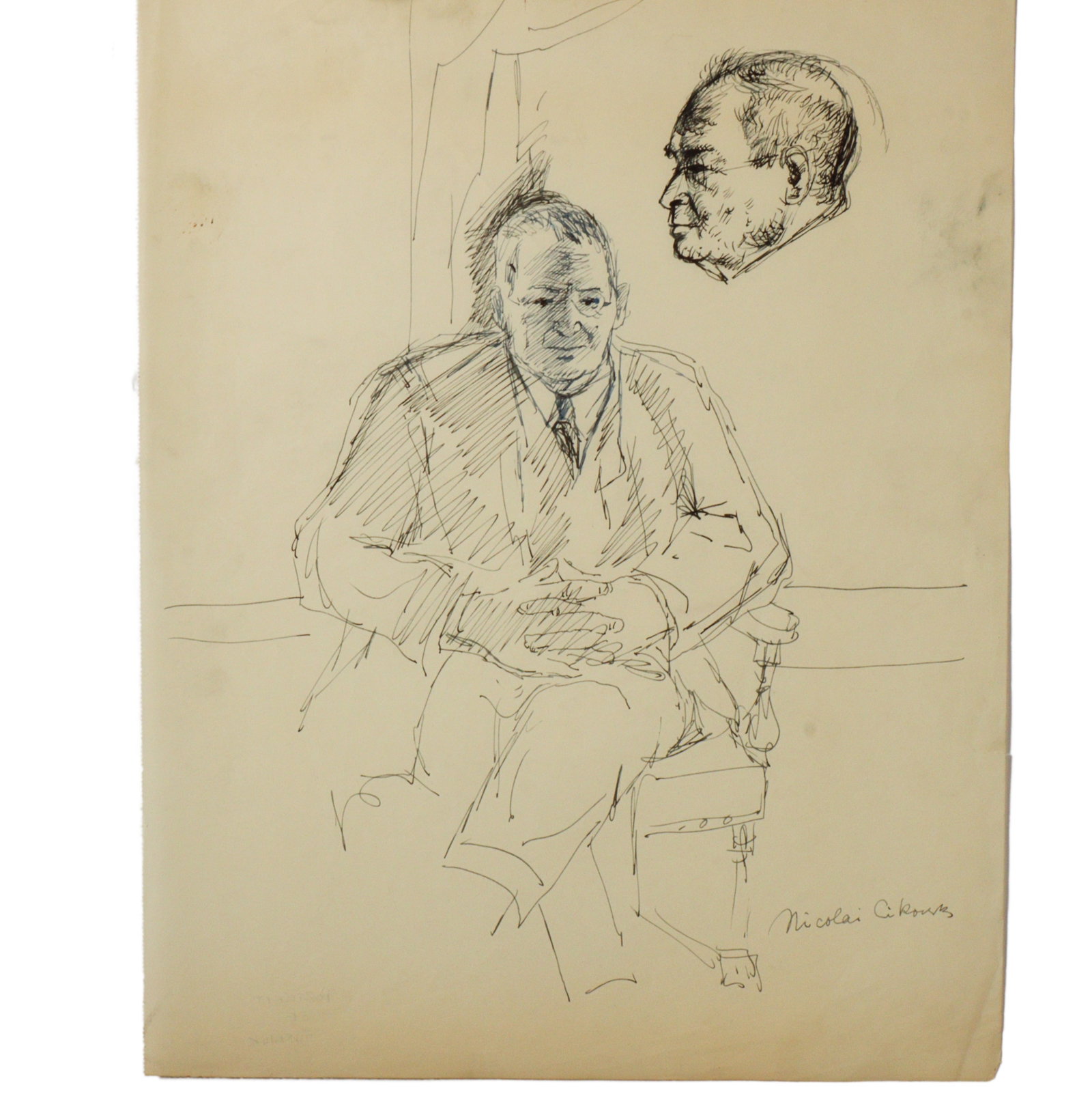 Nicolai S. (Nicola) Cikovsky, New York / Russian Federation (1894 - 1984), Portrait of Burliuk, ink: Nicolai S. (Nicola) Cikovsky New York / Russian Federation (1894 - 1984) Portrait of Burliuk ink on paper Signed lower right, titled verso. Biography from Charleston Renaissance Gallery: Nicolai Cikov