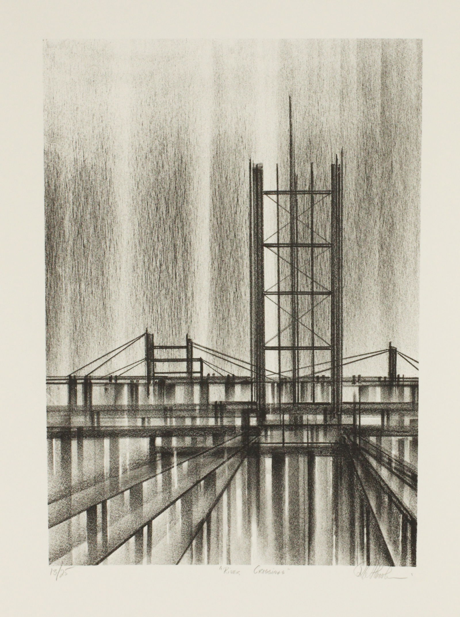 Richard Aberle Florsheim, Illinois (1916-1979), River Crossing, lithograph, 18 1/4"H x 13"W (1 of 8)