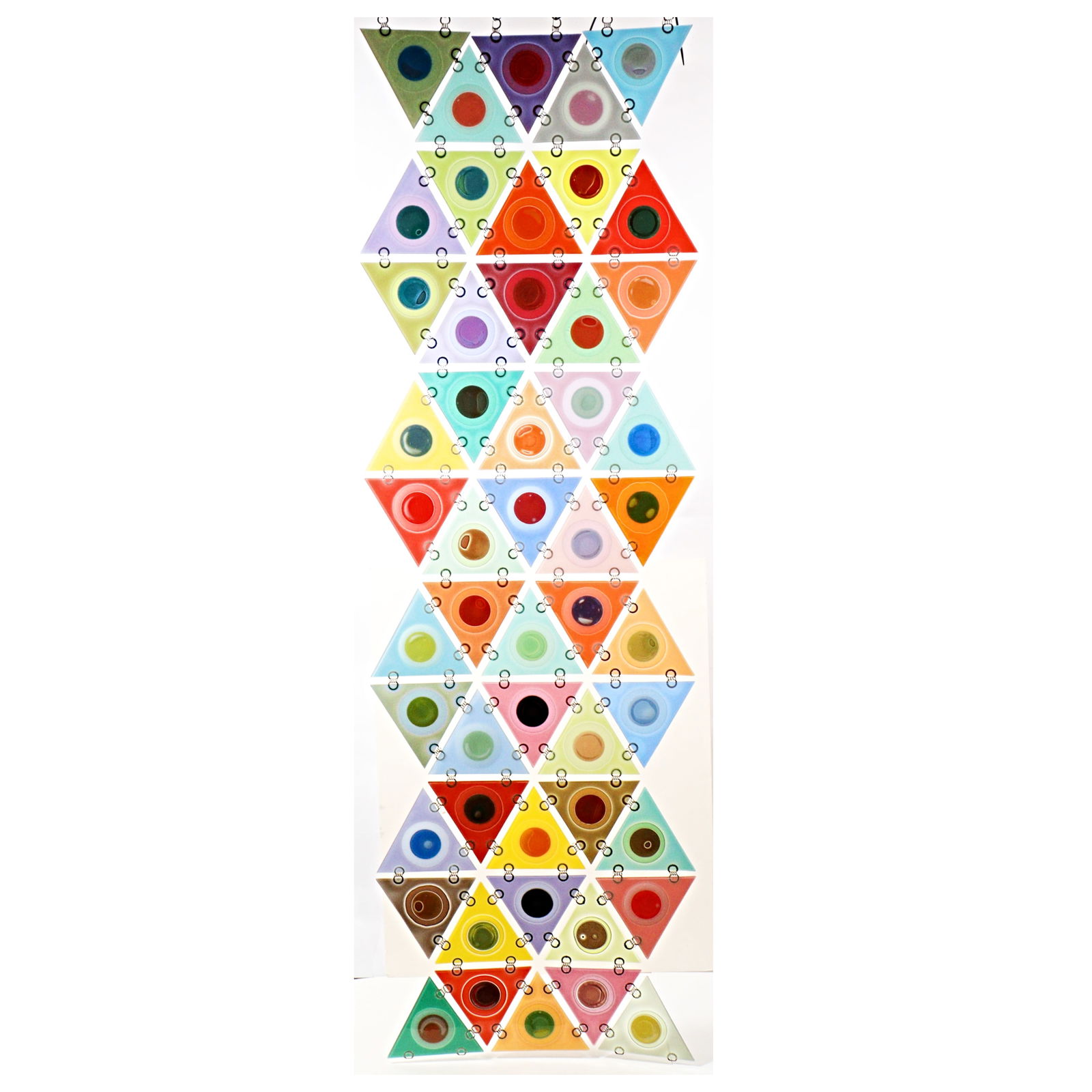 Frances & Michael Higgins American Modernist MCM Rondelay wall hanging art glass assemblage. 84"H x (1 of 20)